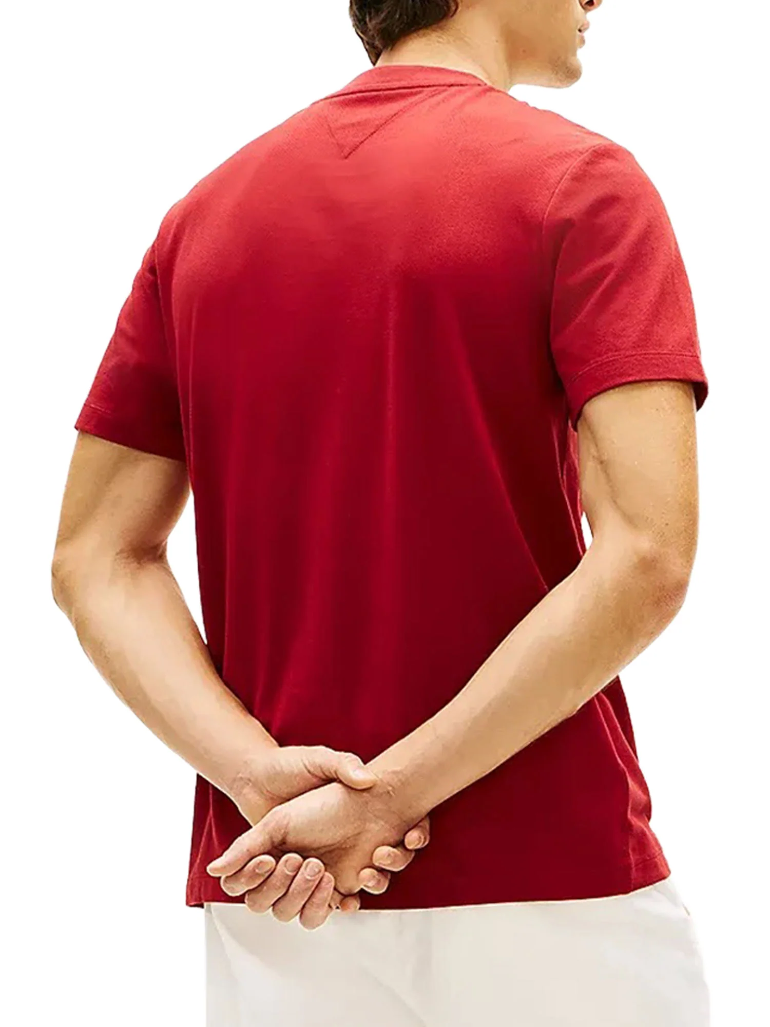 T-shirt con maniche corte Tommy Hilfiger modello pocket global stripe rosso - Image 2