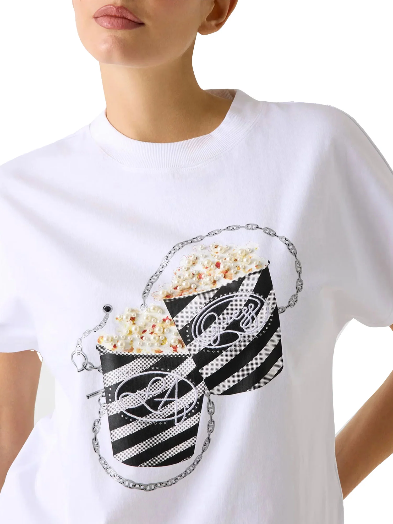 T-shirt Guess Donna popcorn bianco - Image 2