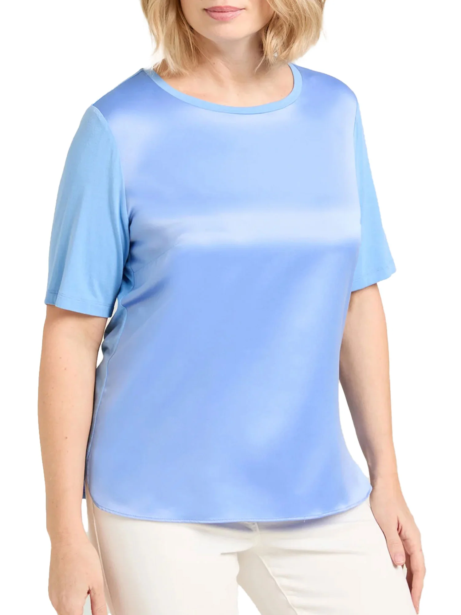 T-shirt Luisa Viola donna manica corta raso/jersey celeste