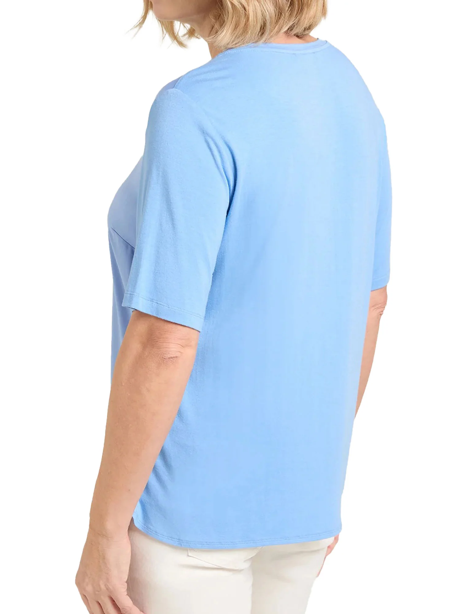 T-shirt Luisa Viola donna manica corta raso/jersey celeste - Image 2