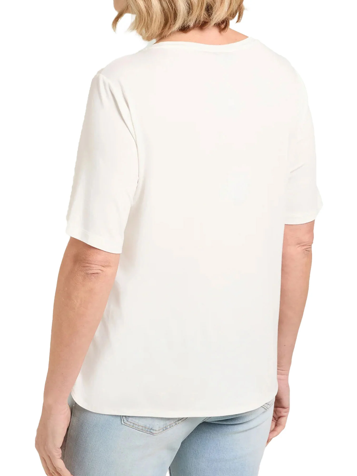 T-shirt Luisa Viola donna manica corta raso/jersey latte - Image 2