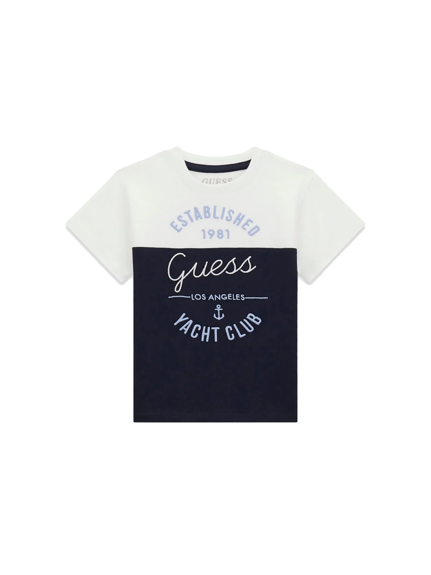 T-shirt Guess Neonato con ricamo logo bianco