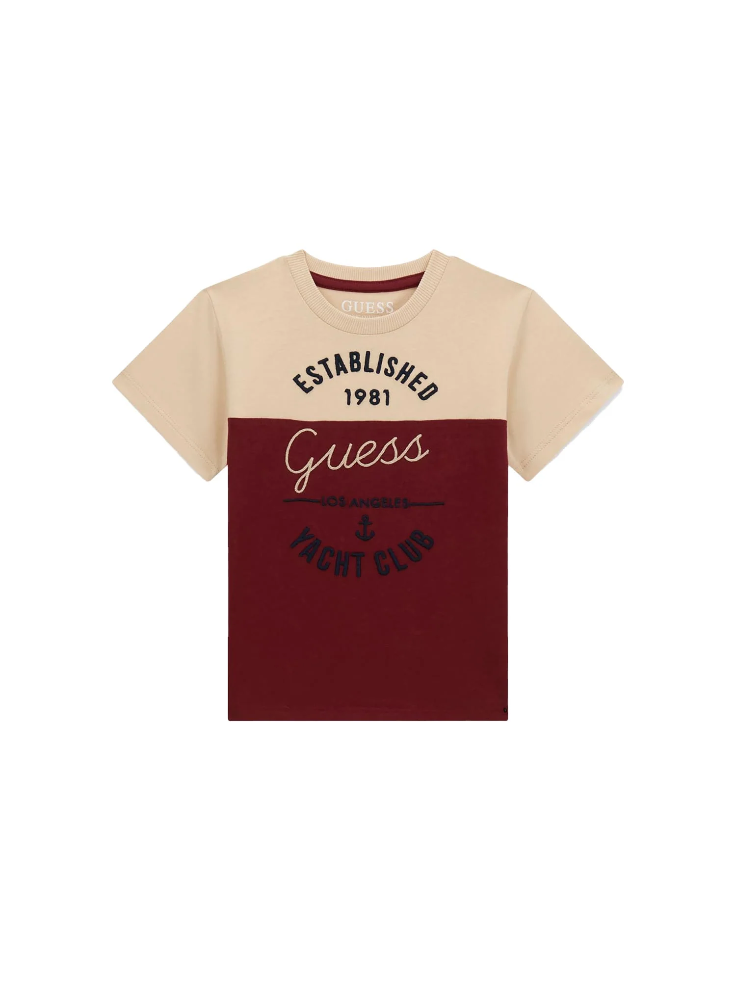 T-shirt Guess Neonato con ricamo logo taupe
