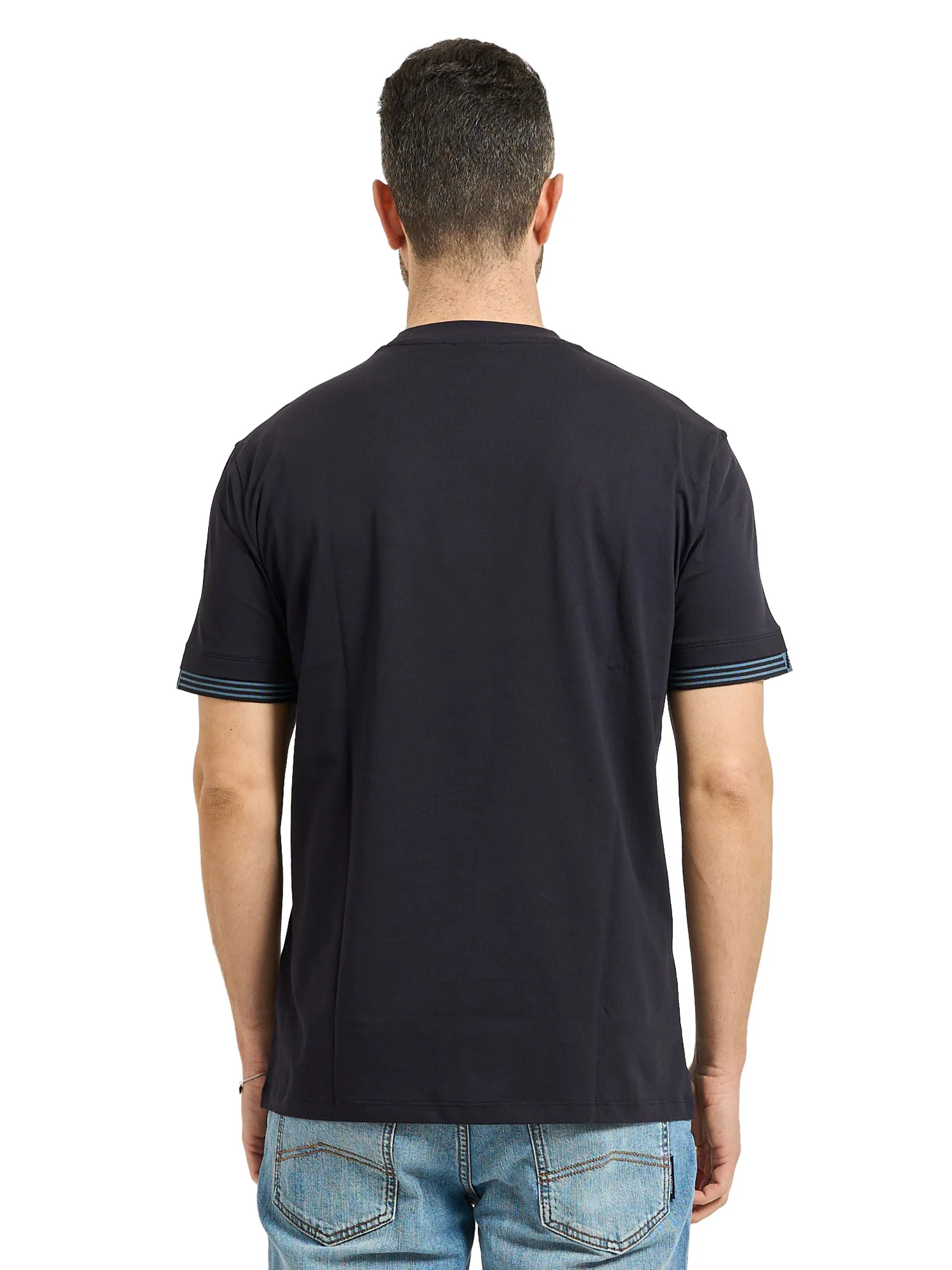 T-shirt Armani Exchange Uomo manica corta con righe sulla manica blu - Image 2