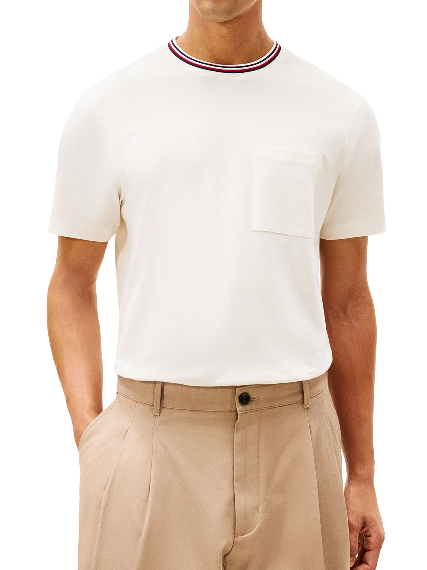 T-shirt con maniche corte Tommy Hilfiger modello rwb pocket avorio