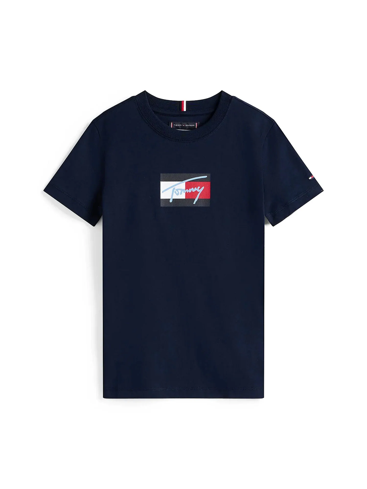 T-shirt manica corta Tommy Hilfiger bambino script flag stampa blu