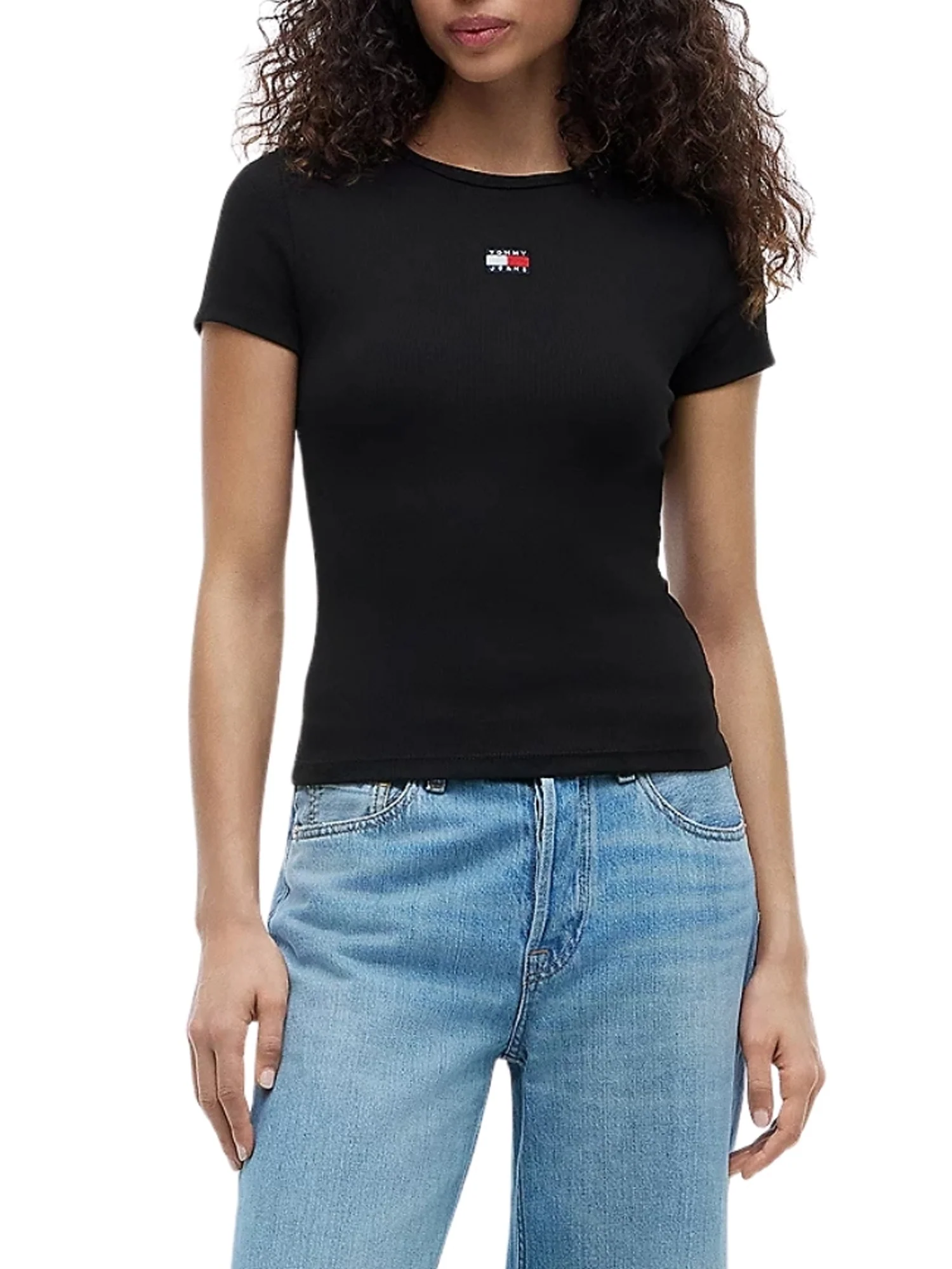 T-shirt con maniche corte modello mc slim badge nero