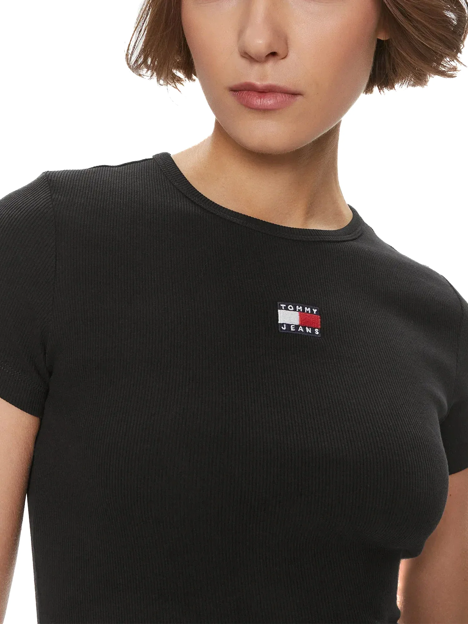 T-shirt maniche corte slim bandiera logo nero - Image 2