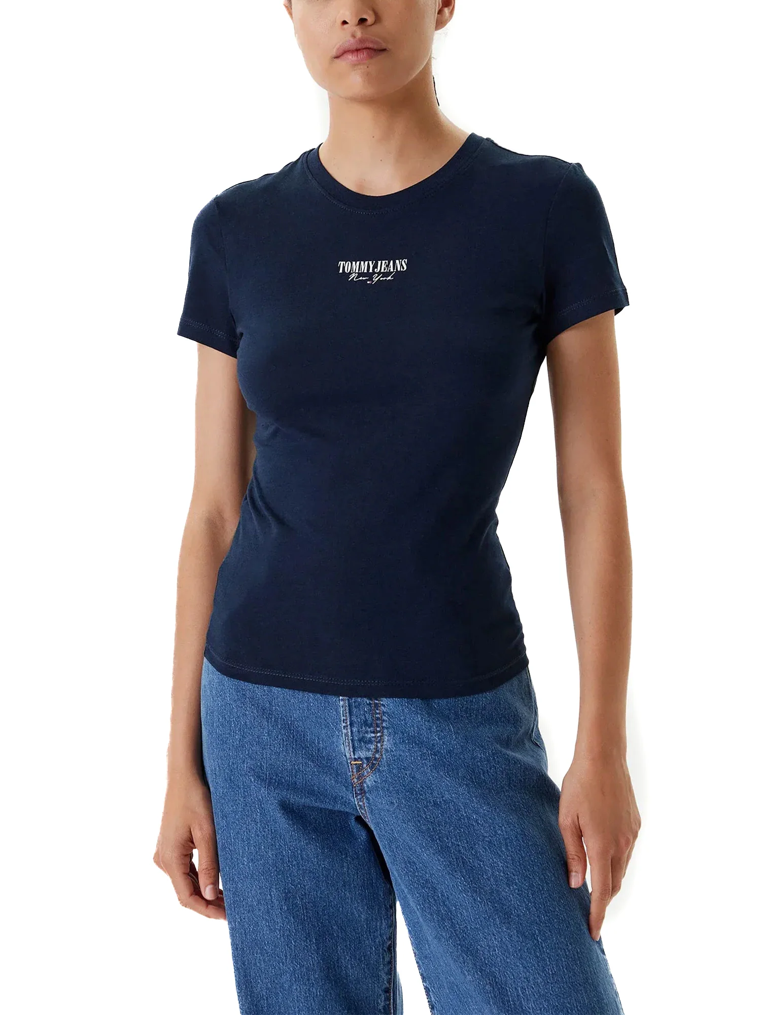 T-shirt maniche corte essential logo frontale blu - Image 2