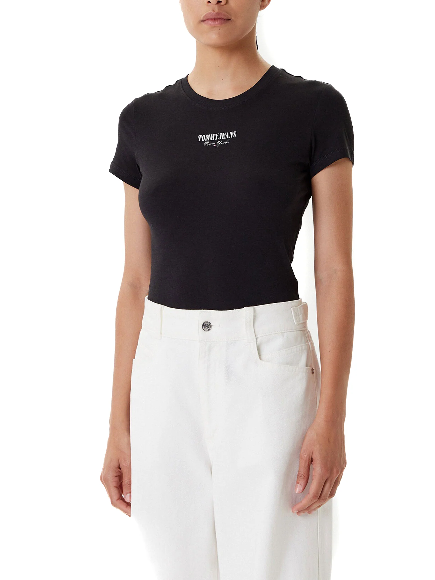 T-shirt maniche corte essential logo frontale nero - Image 5