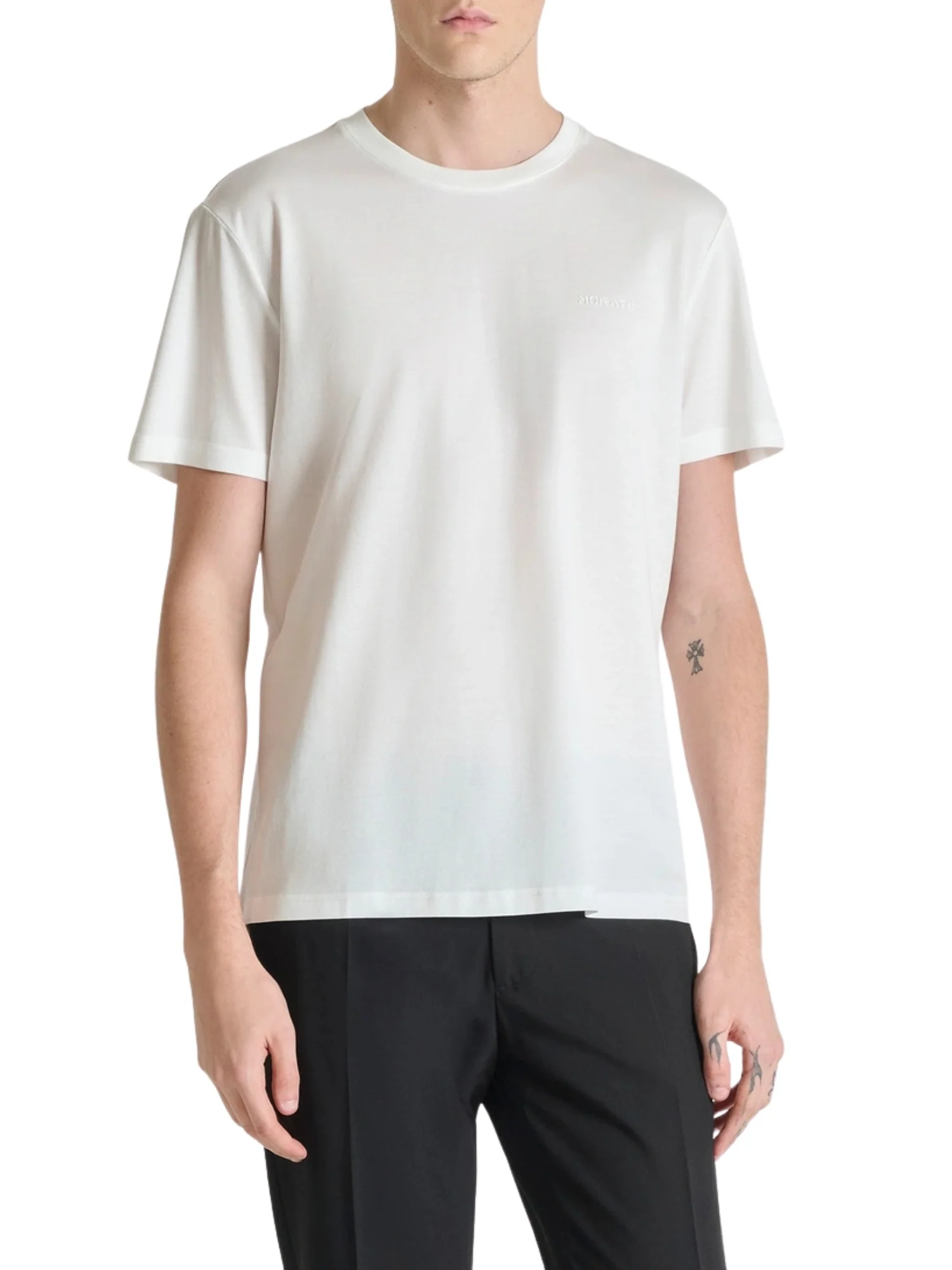 T-shirt con maniche corte modello slim neuter fabric crema