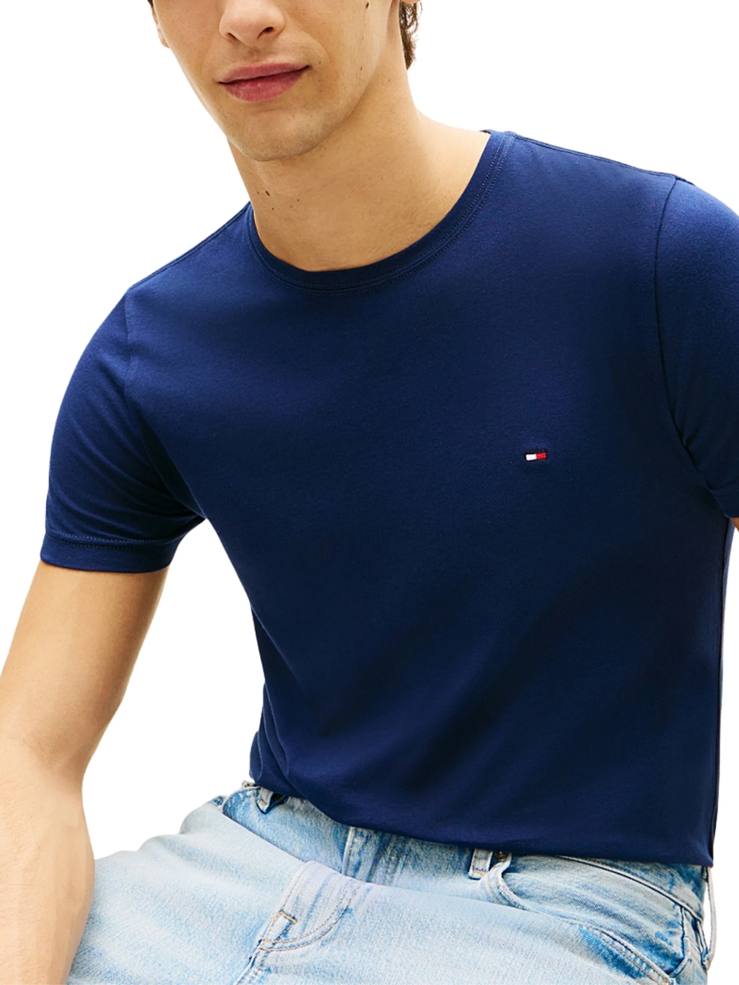 T-shirt con maniche corte Tommy Hilfiger modello slim stretch blu - Image 4