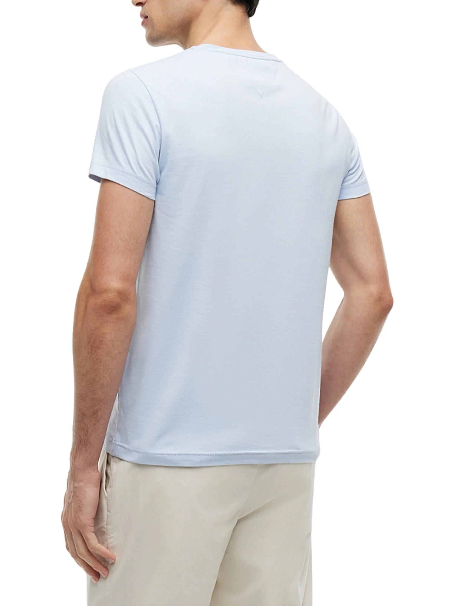 T-shirt con maniche corte Tommy Hilfiger modello slim stretch celeste - Image 2