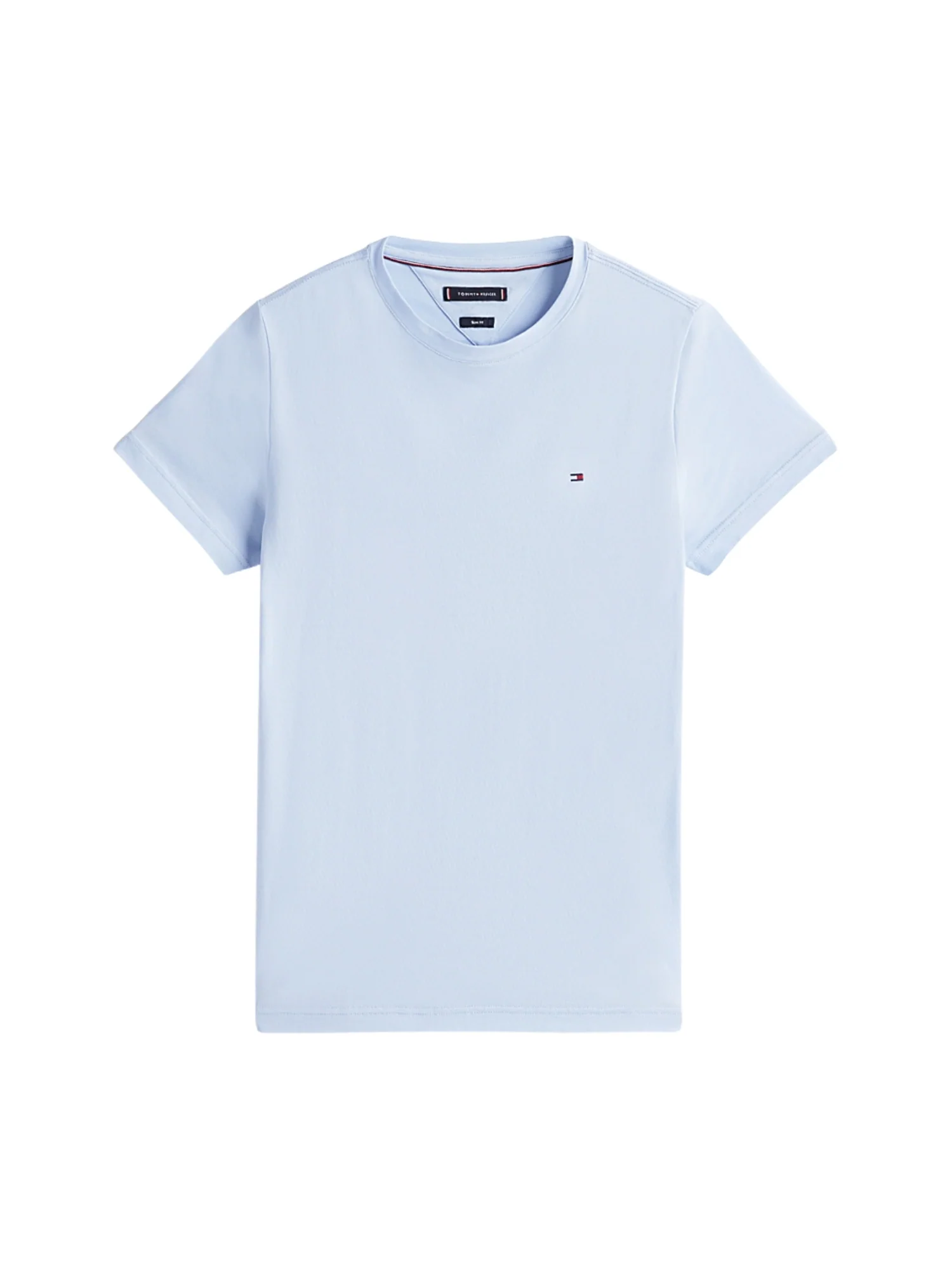 T-shirt con maniche corte Tommy Hilfiger modello slim stretch celeste - Image 3