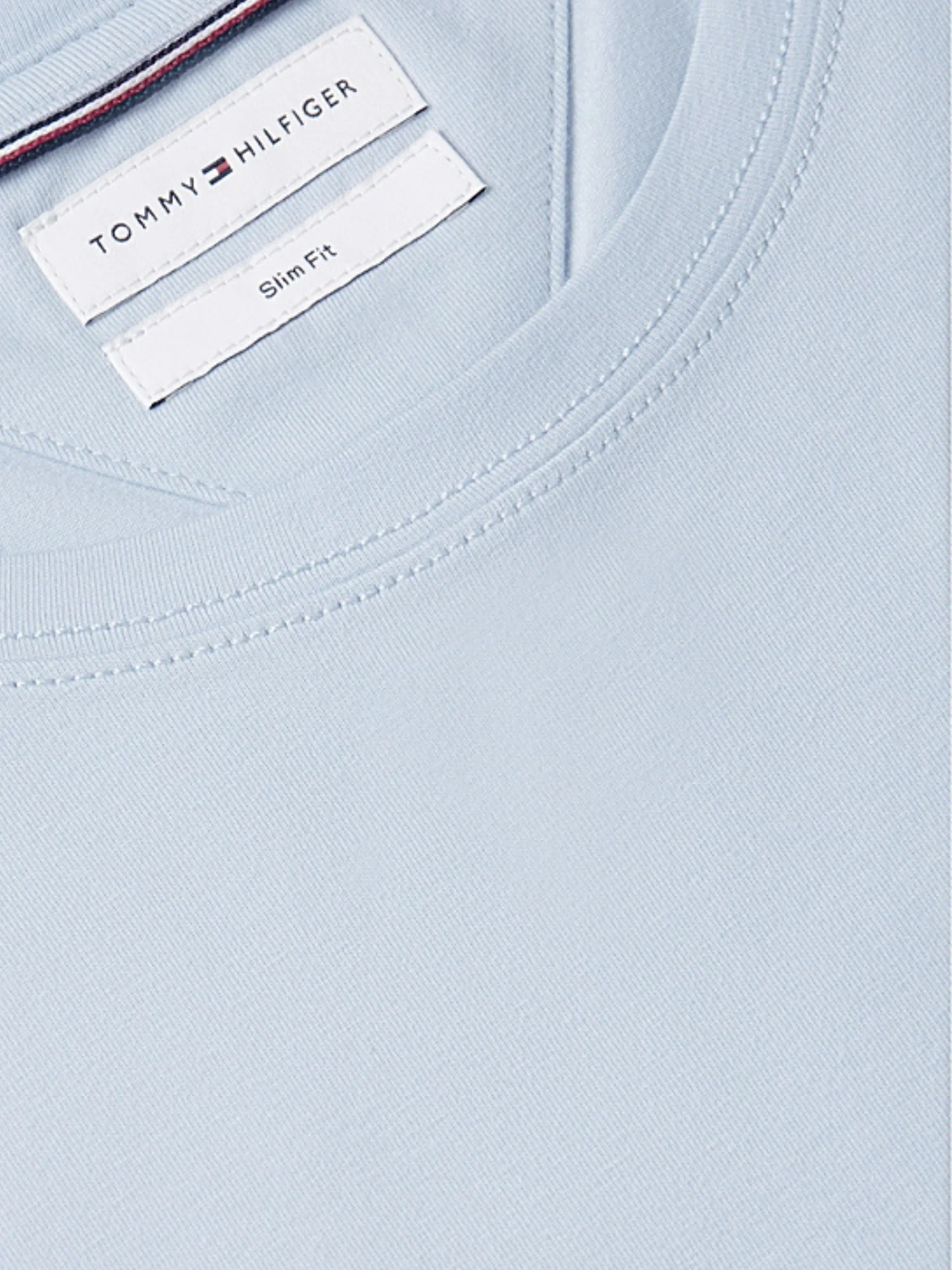 T-shirt con maniche corte Tommy Hilfiger modello slim stretch celeste - Image 4