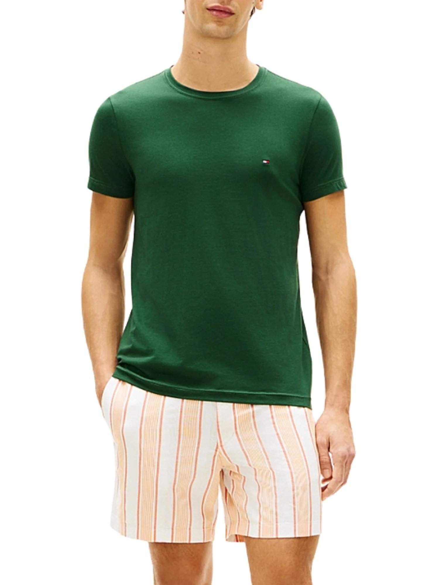 T-shirt con maniche corte Tommy Hilfiger modello slim stretch verde