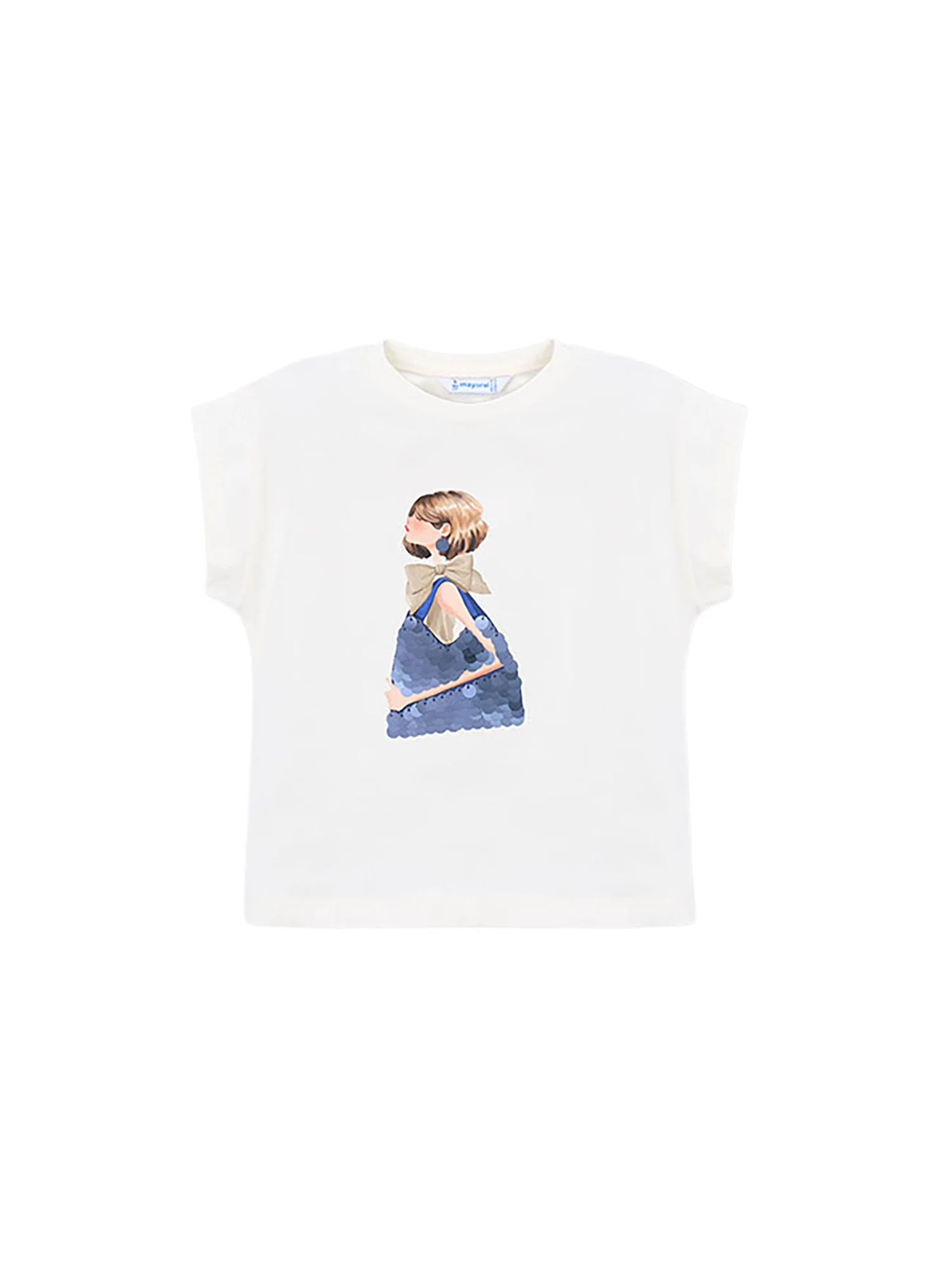 T-shirt Mayoral Bambina stampa cotone ecrù
