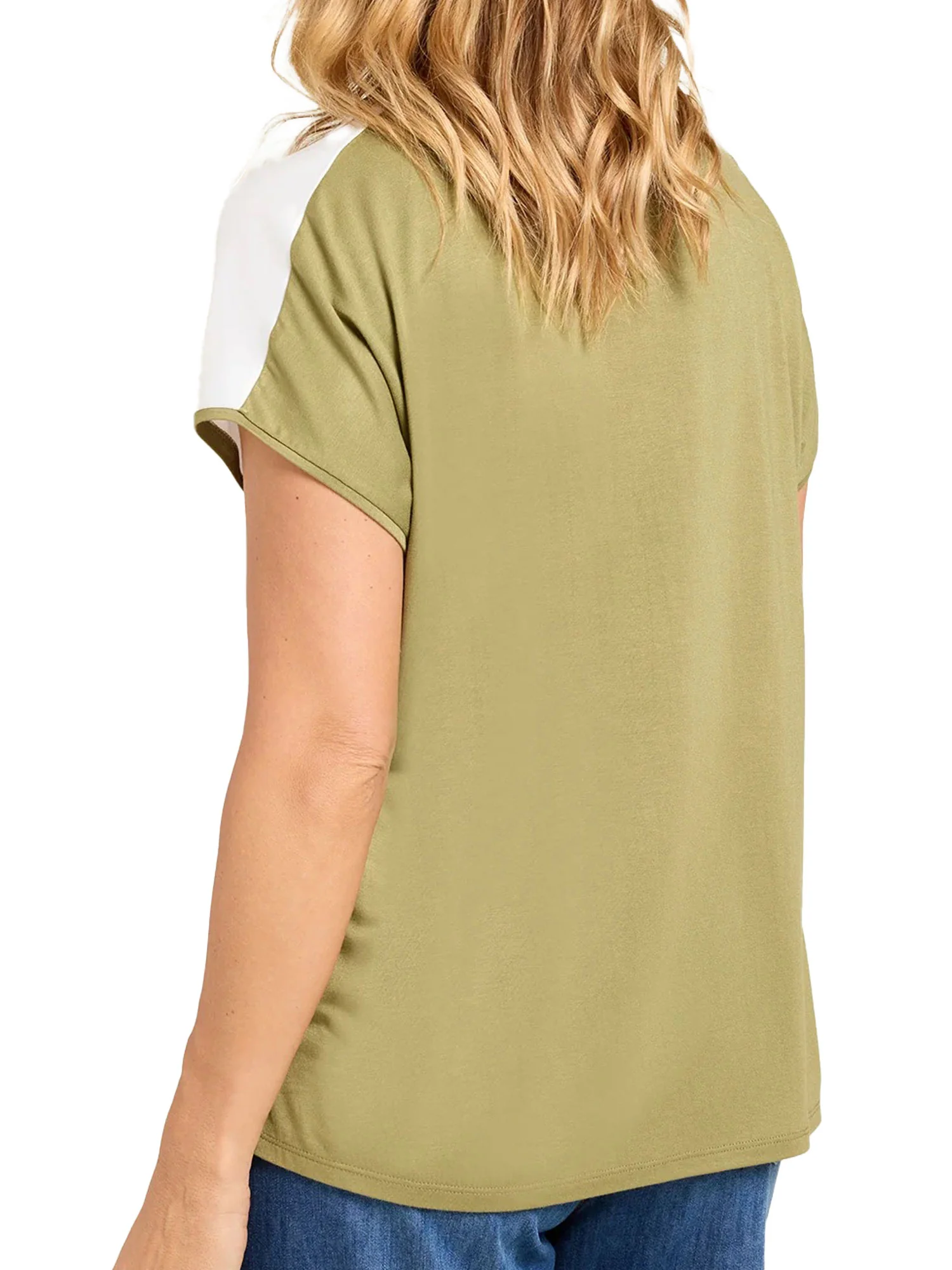 T-shirt Luisa Viola donna manica corta stampa Poly bianco/kaki - Image 2