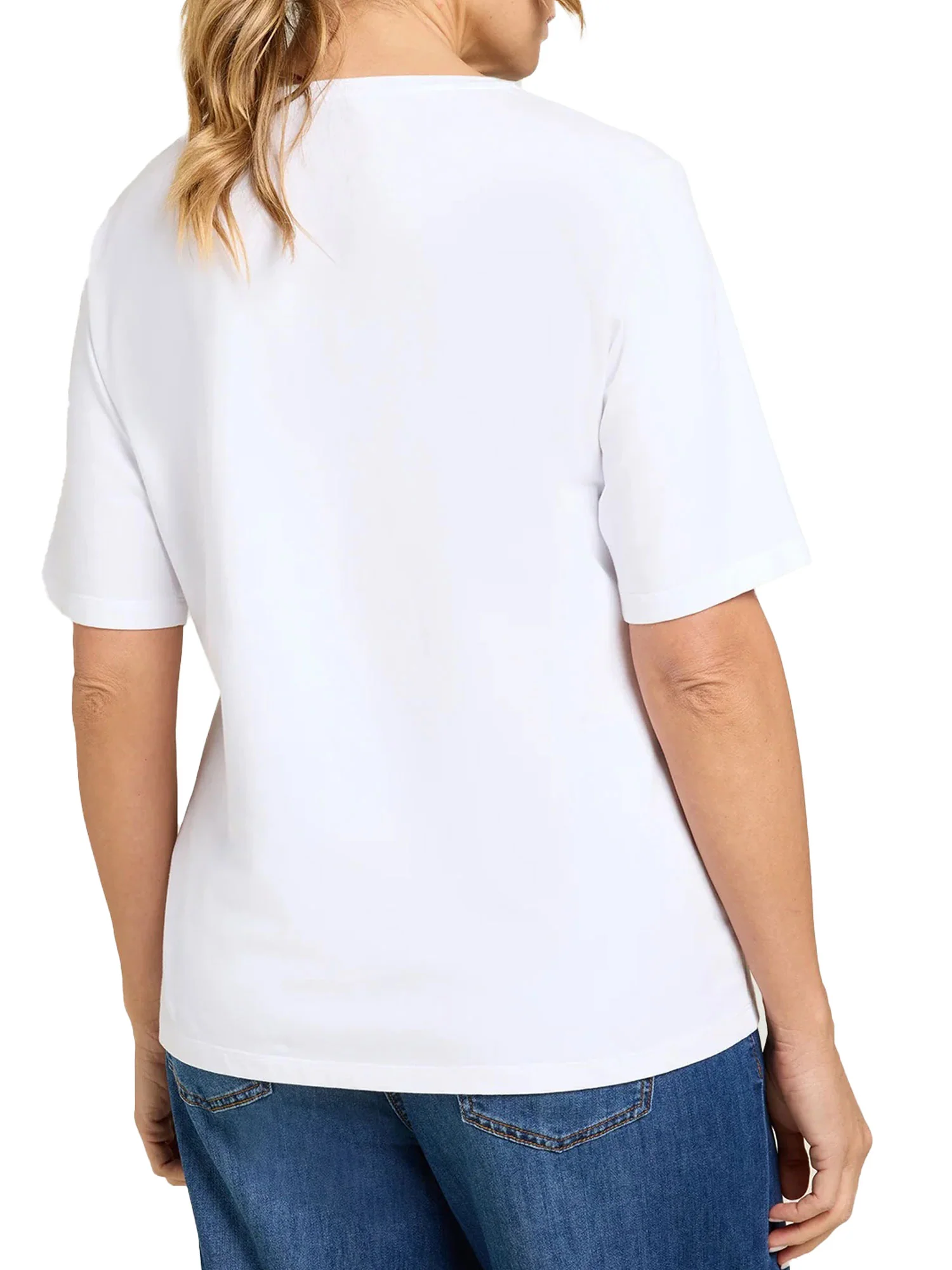 T-shirt Luisa Viola donna manica corta stampa ricamo blu - Image 2