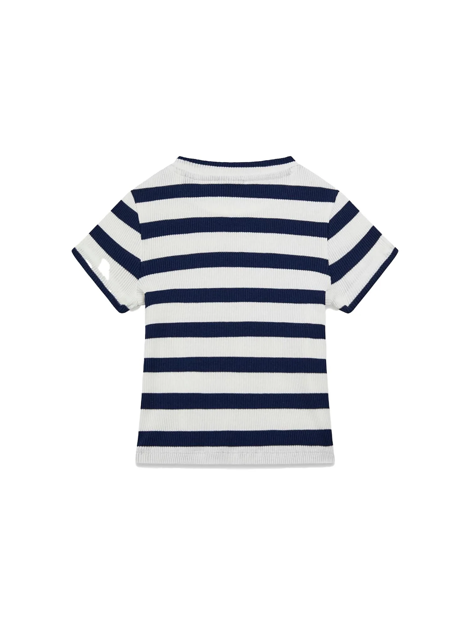 T-shirt Guess Bambina stripes a costine bianco/blu - Image 2
