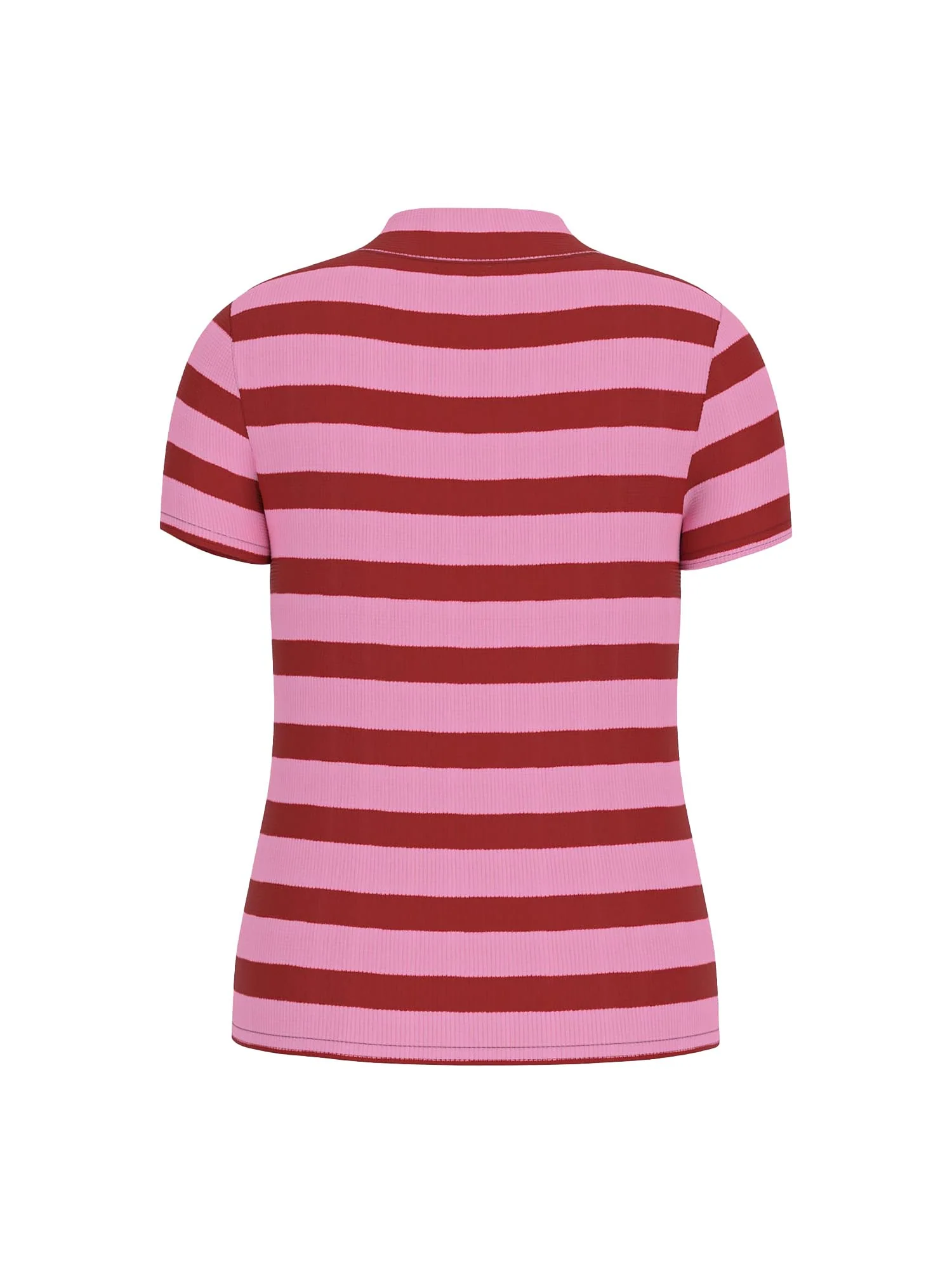 T-shirt Guess Ragazza stripes a costine rosso/rosa - Image 2