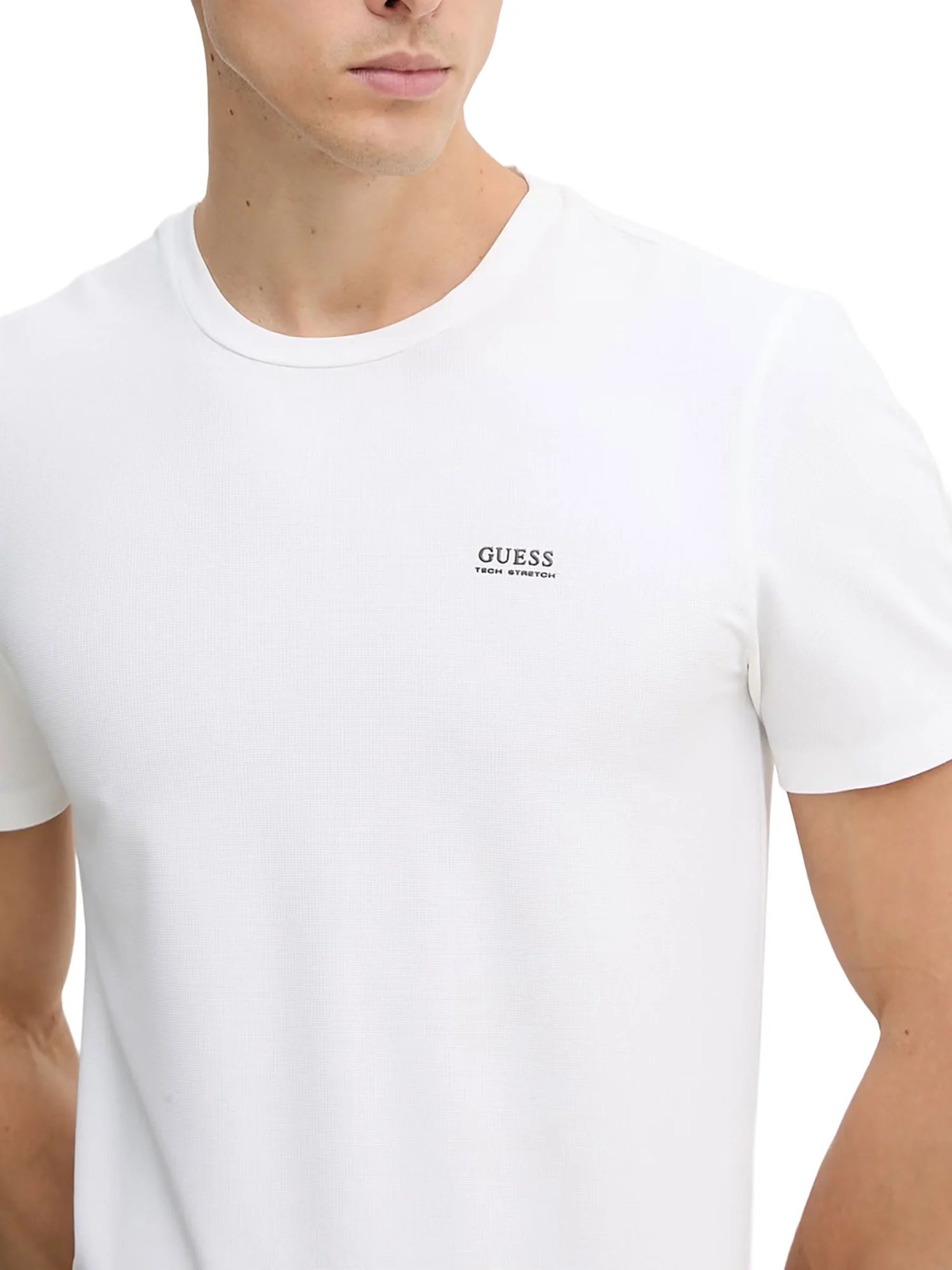 T-shirt Guess Uomo manica corta tech stretch
 bianco - Image 3