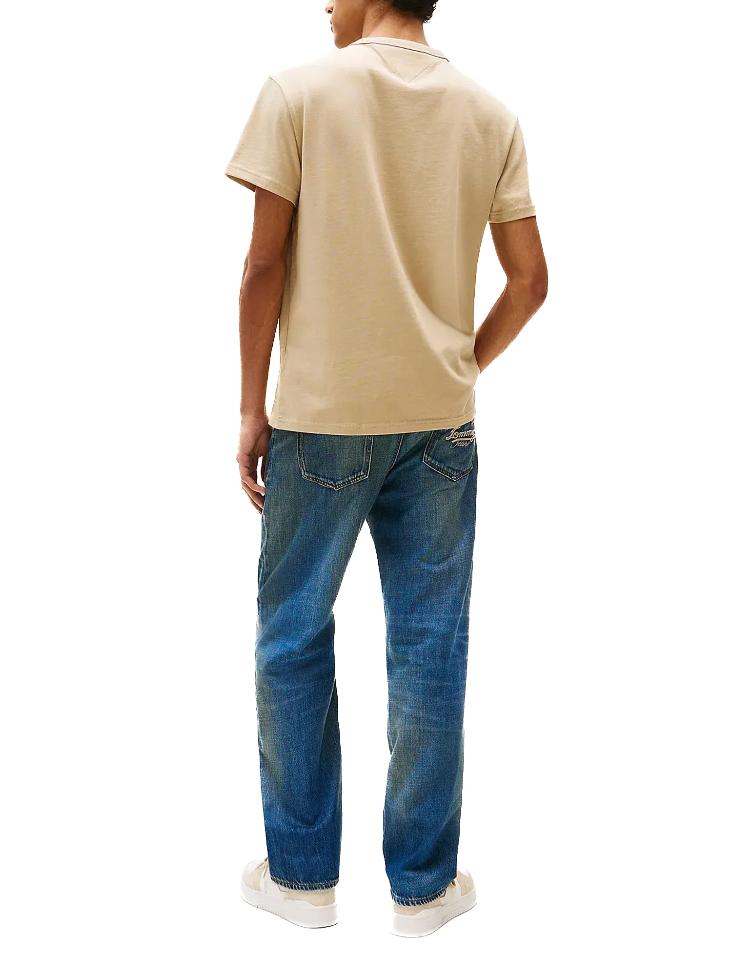 T-shirt maniche corte con badge frontale beige - Image 2