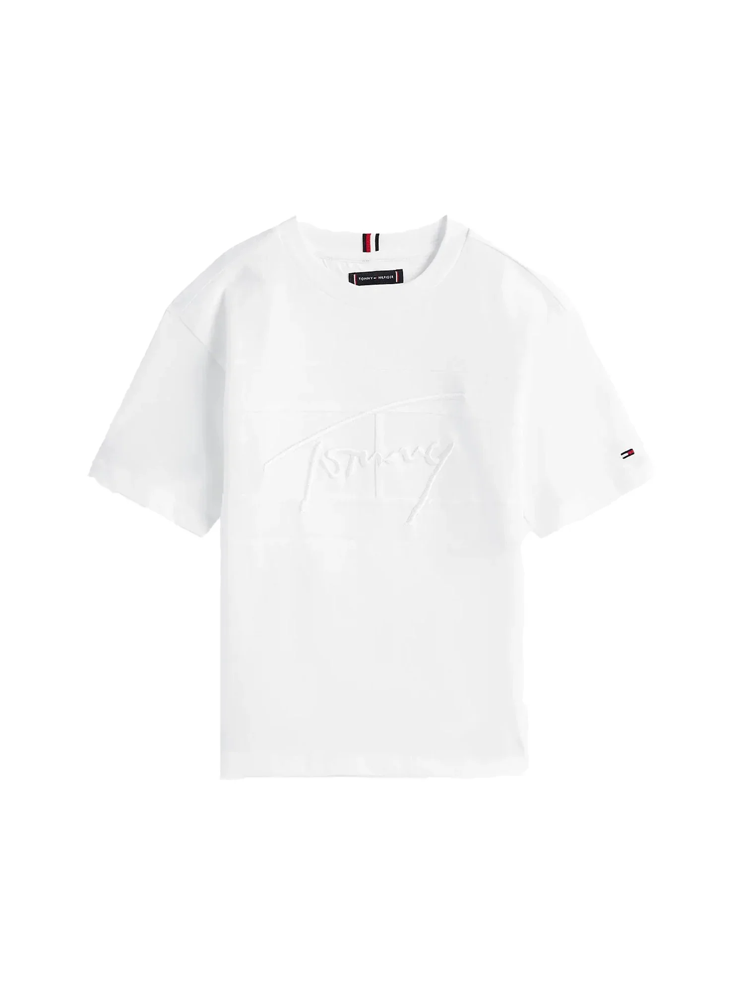 T-shirt manica corta Tommy Hilfiger bambino logo ricamato bianco