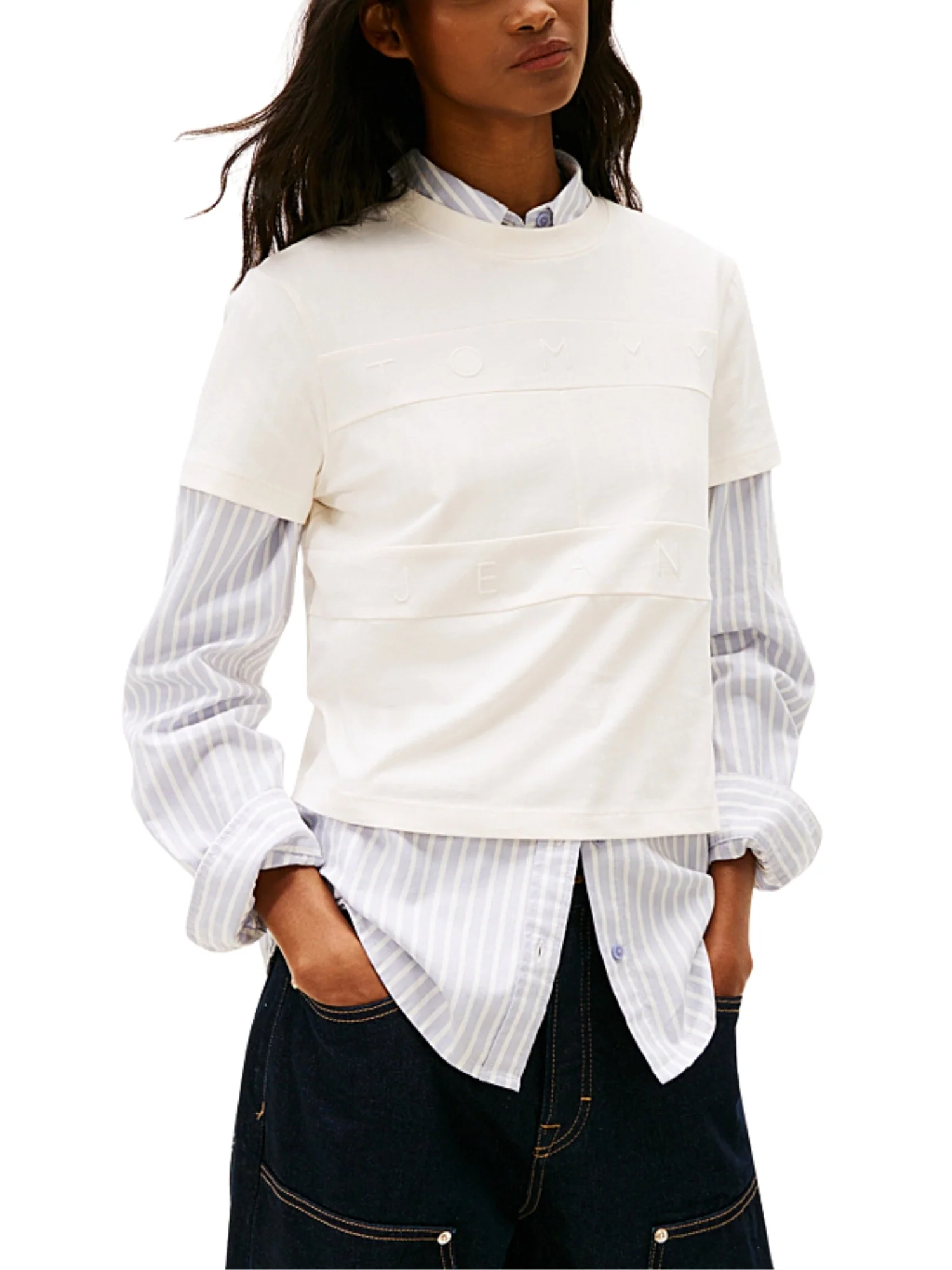 T-shirt con maniche corte modello tonal flag bianco