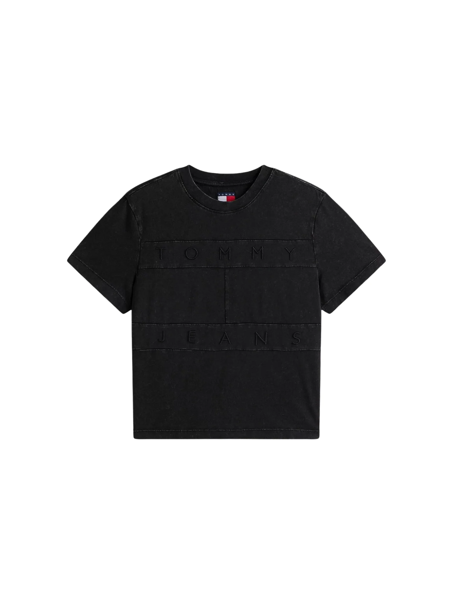 T-shirt con maniche corte modello tonal flag nero - Image 3