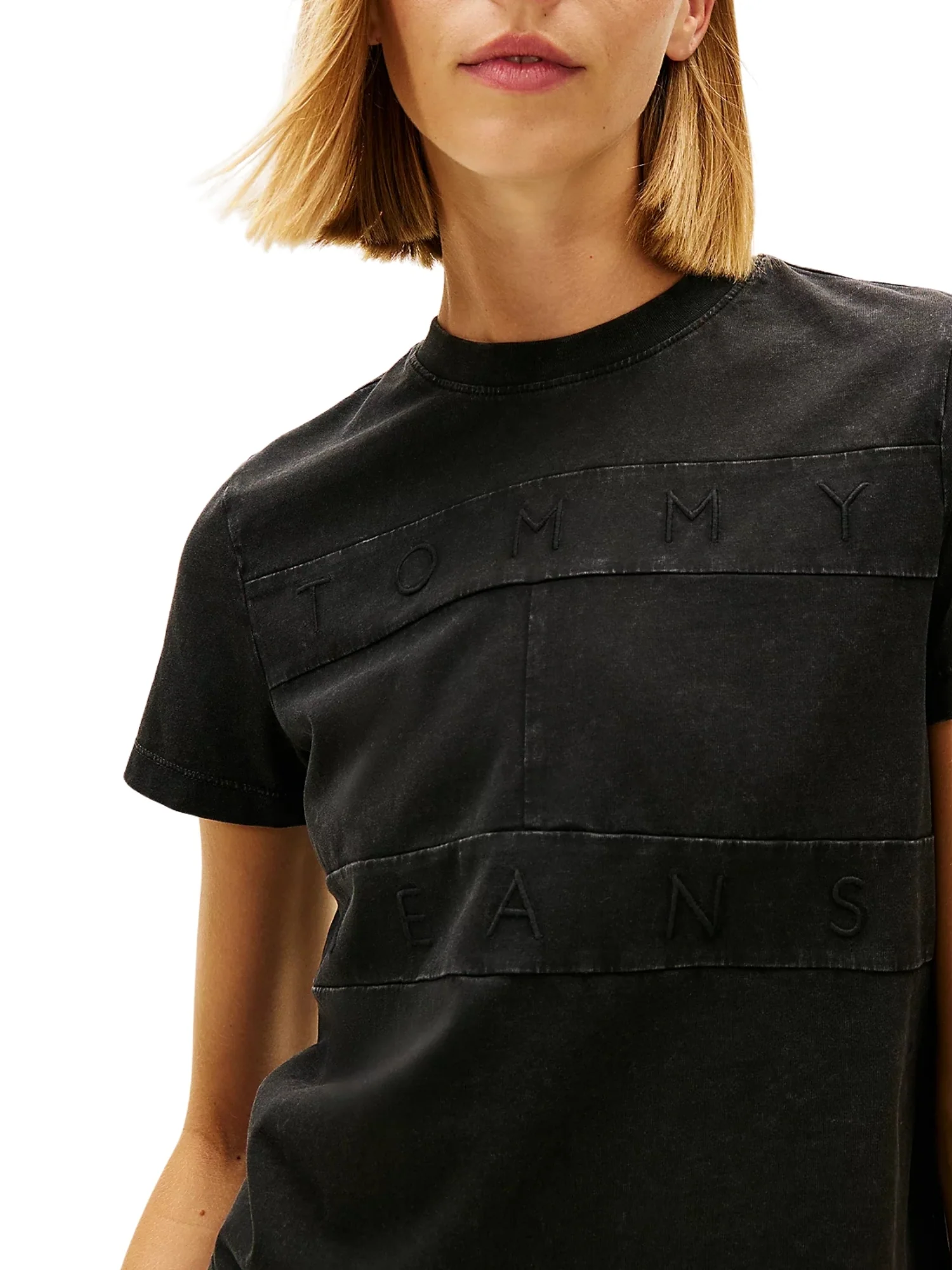 T-shirt con maniche corte modello tonal flag nero - Image 4