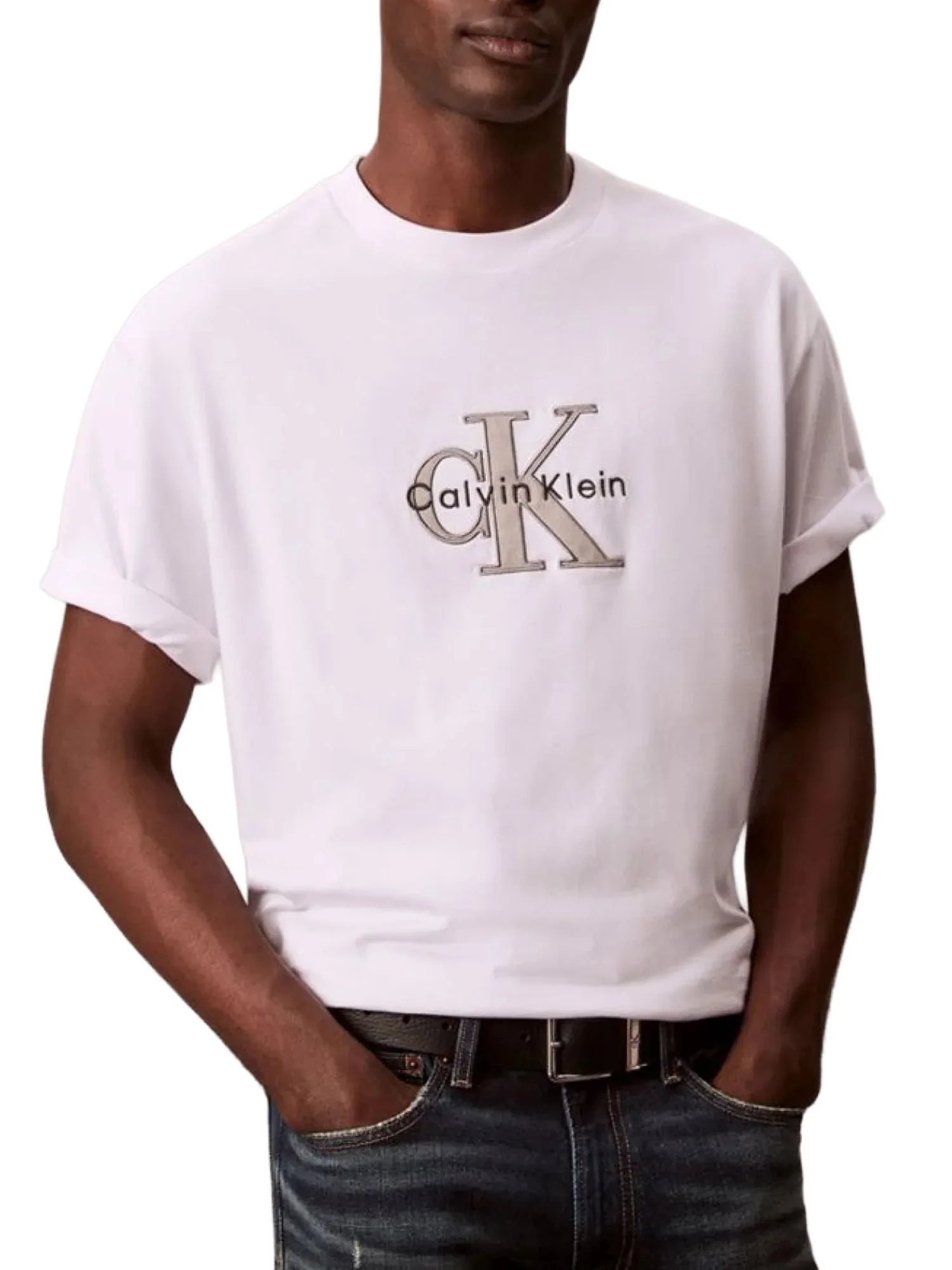 T-shirt Calvin Klein Jeans Uomo manica corta monologo graphic Bianco