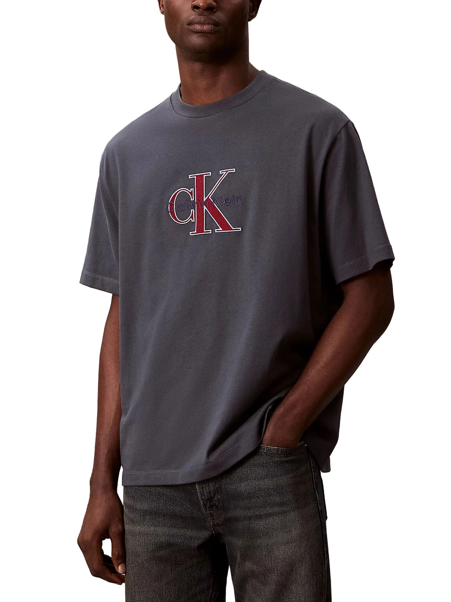 T-shirt Calvin Klein Jeans Uomo manica corta monologo graphic Blu
