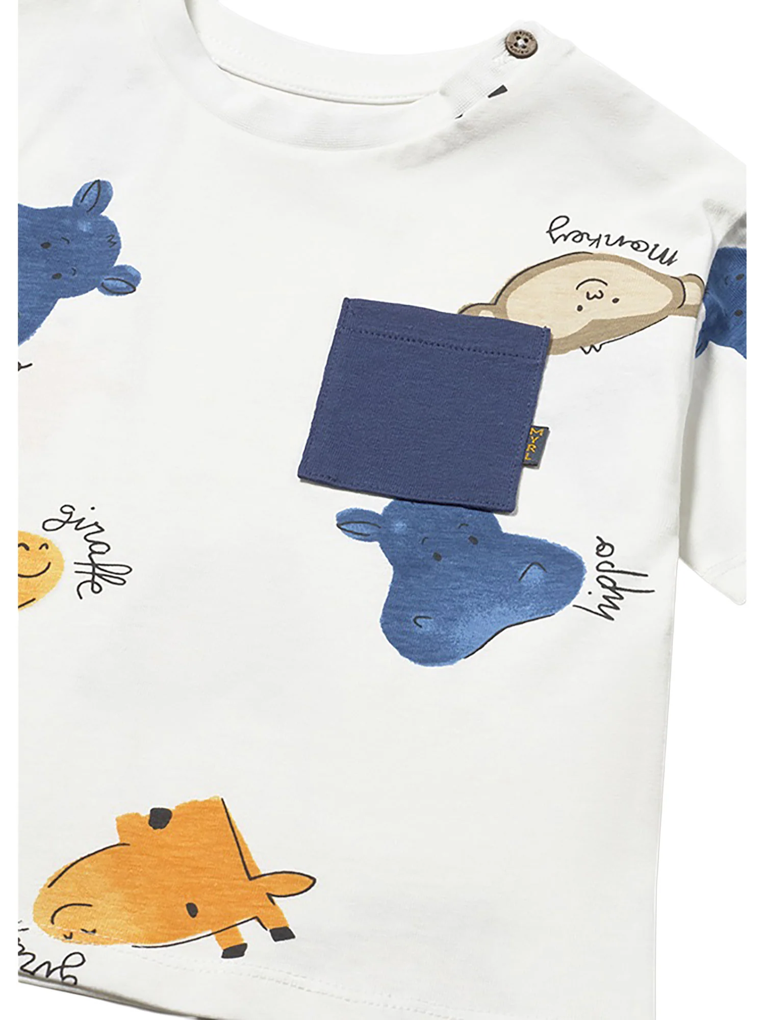 T-shirt Mayoral Bambino con taschino stampa animals panna - Image 3