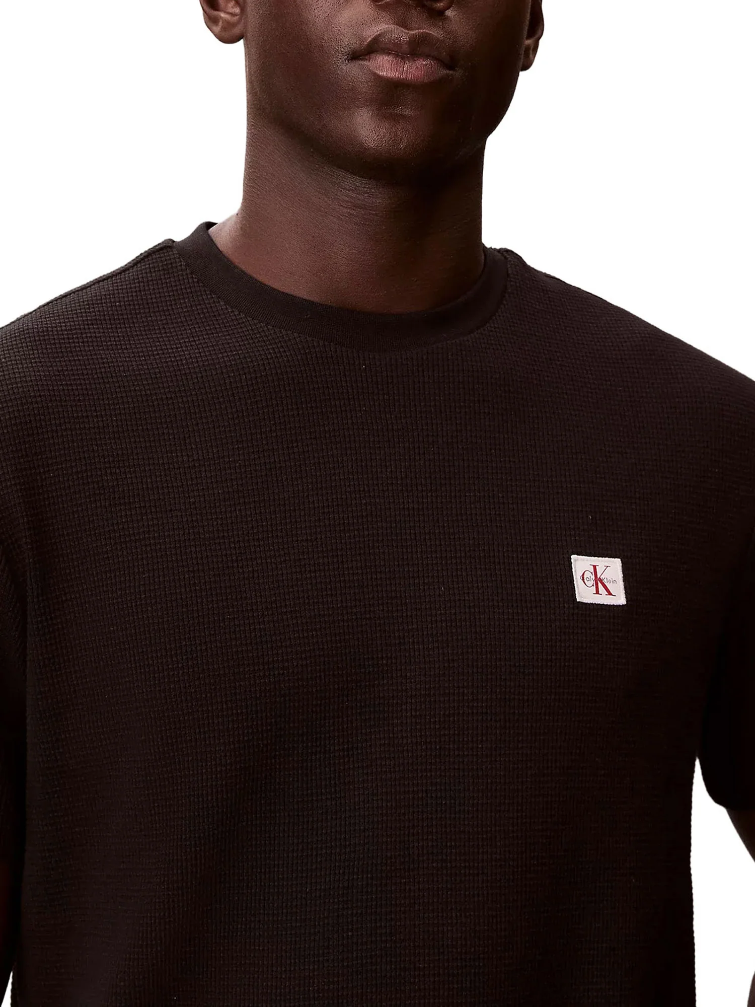T-shirt Calvin Klein Jeans Uomo manica corta waffle badge Nero - Image 3
