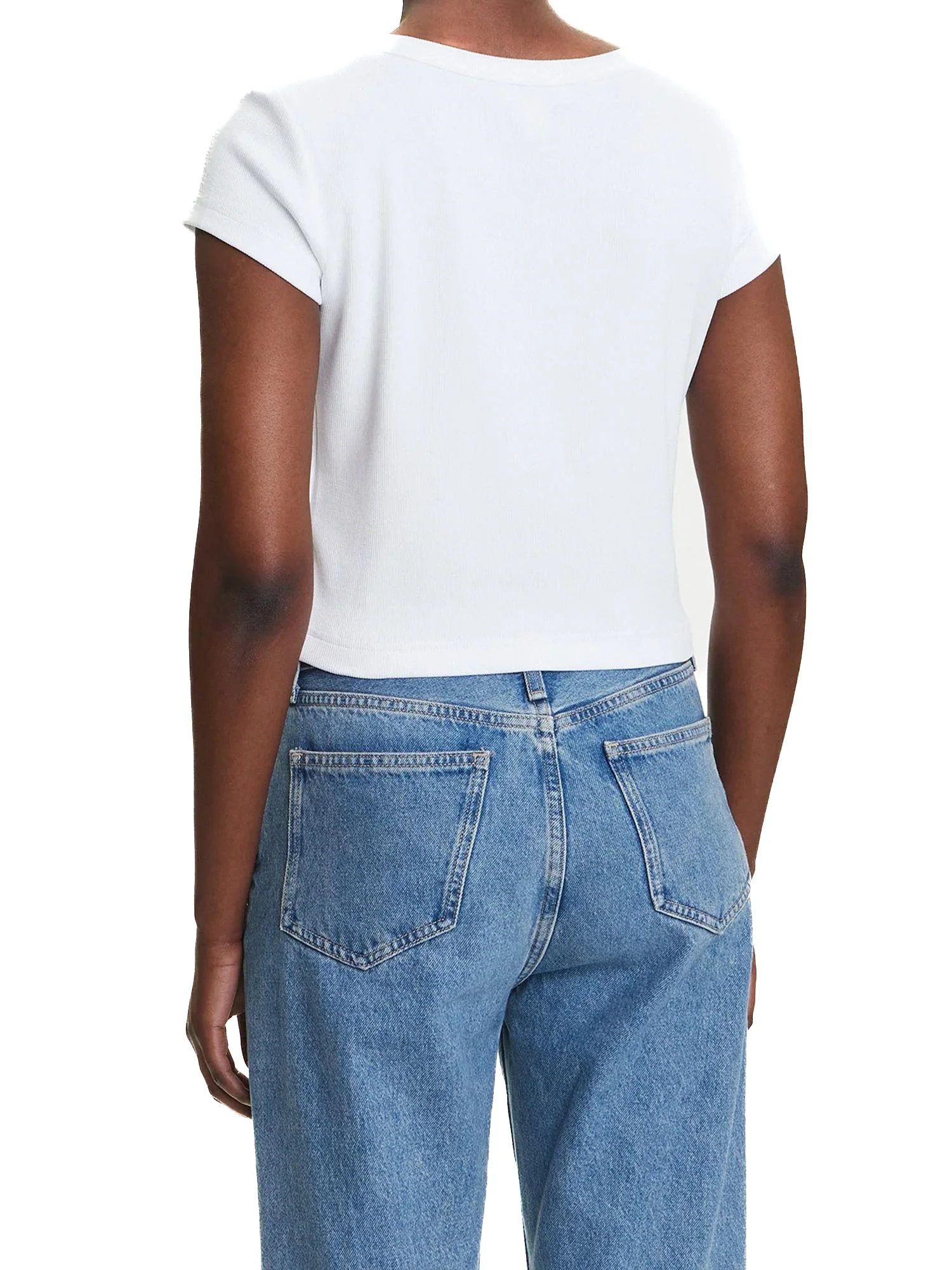 T-shirt Calvin Klein cropped a costine bianco - Image 4