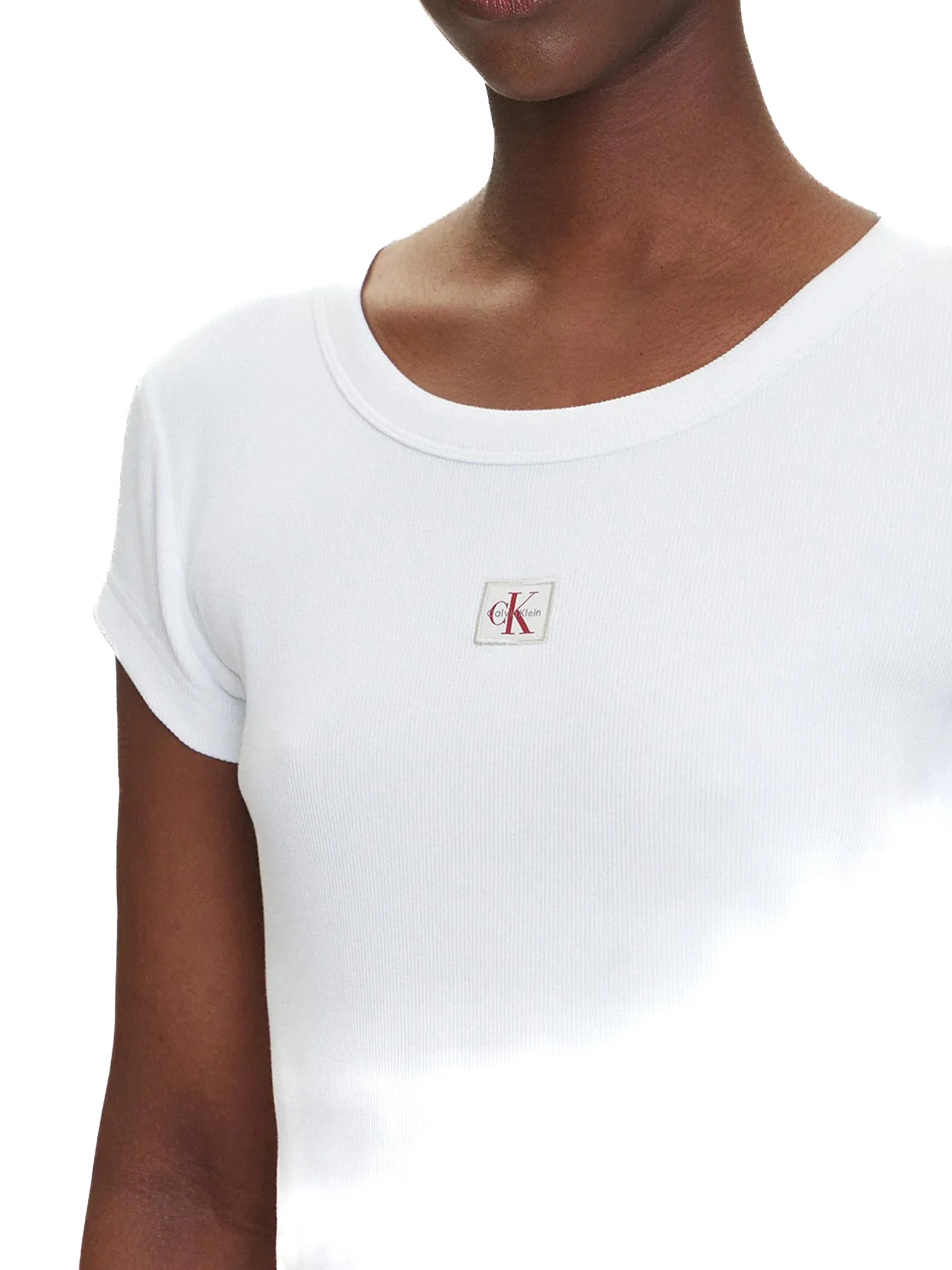 T-shirt Calvin Klein cropped a costine bianco - Image 6