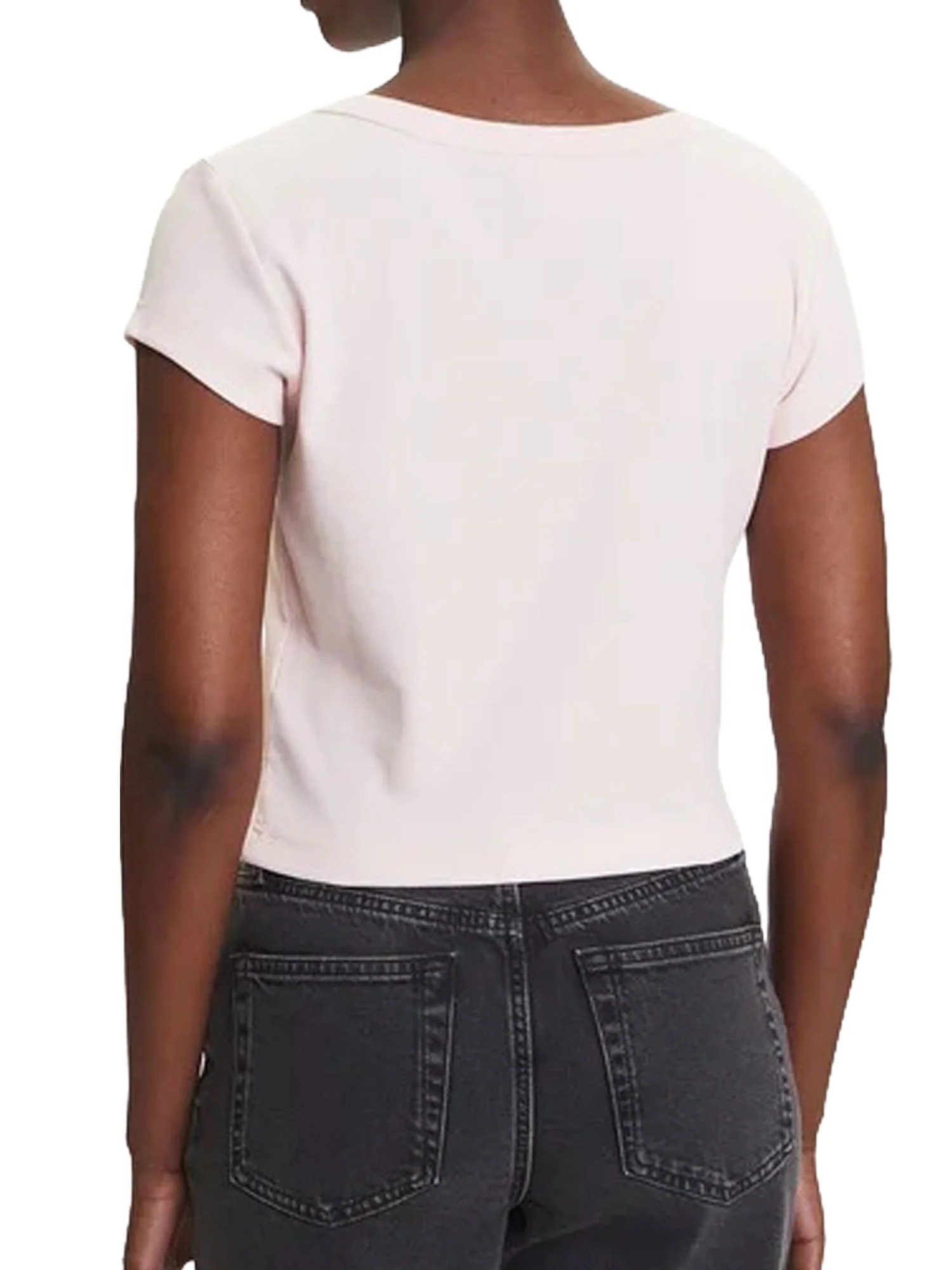 T-Shirt Calvin Klein Donna con etichetta Logo Baby Rosa - Image 2