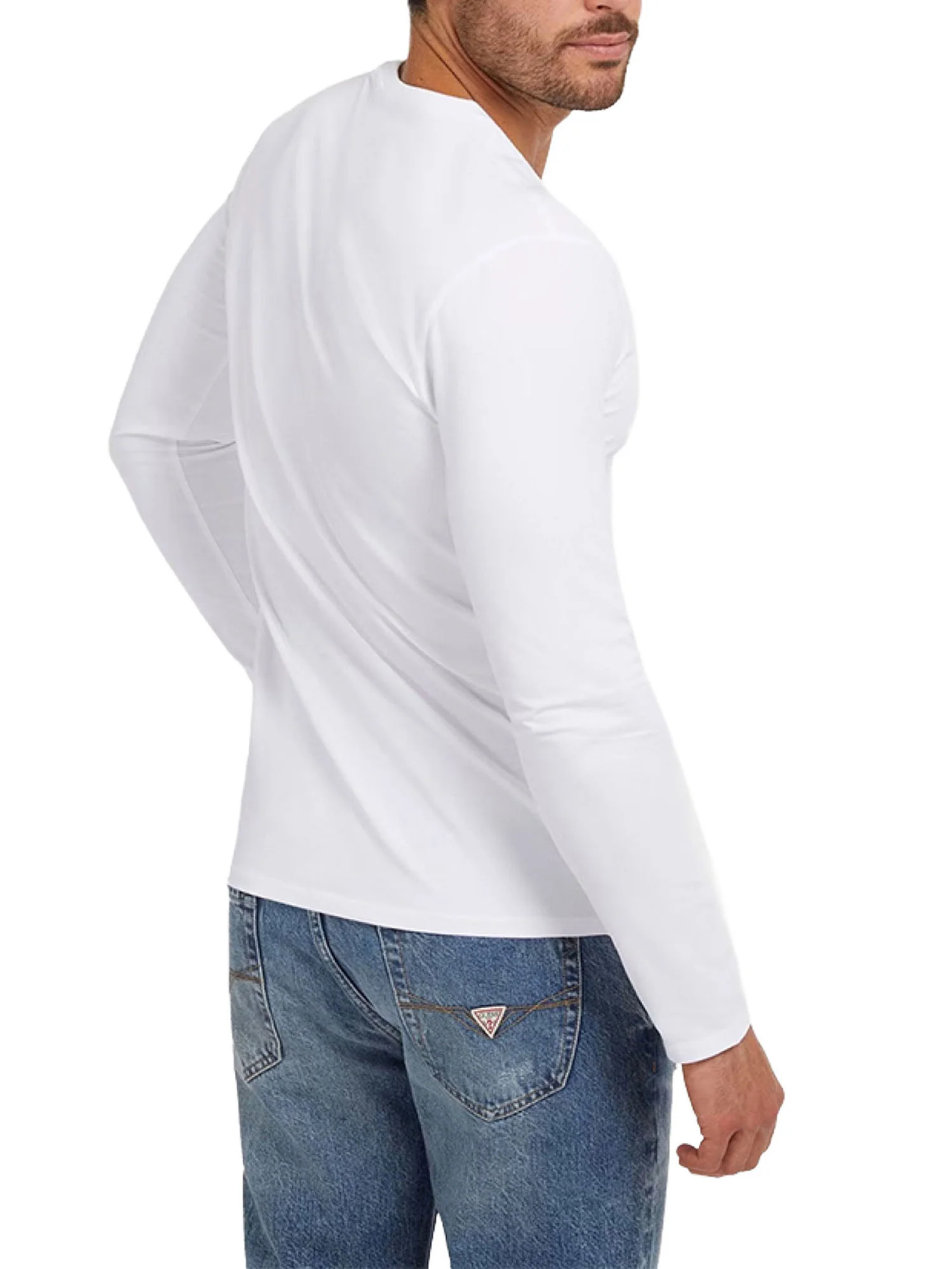 T-shirt Guess Uomo manica lunga core 
 bianco - Image 2