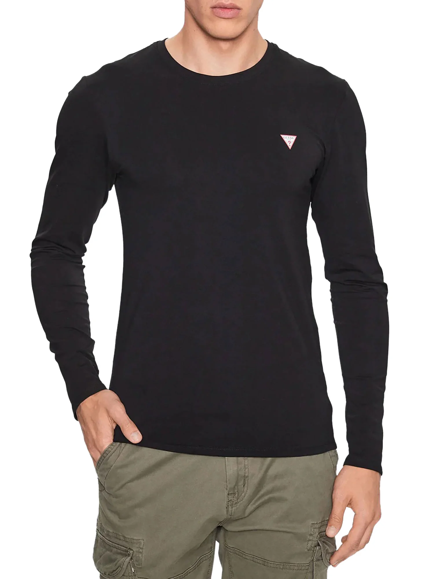 T-shirt Guess Uomo manica lunga core 
 nero
