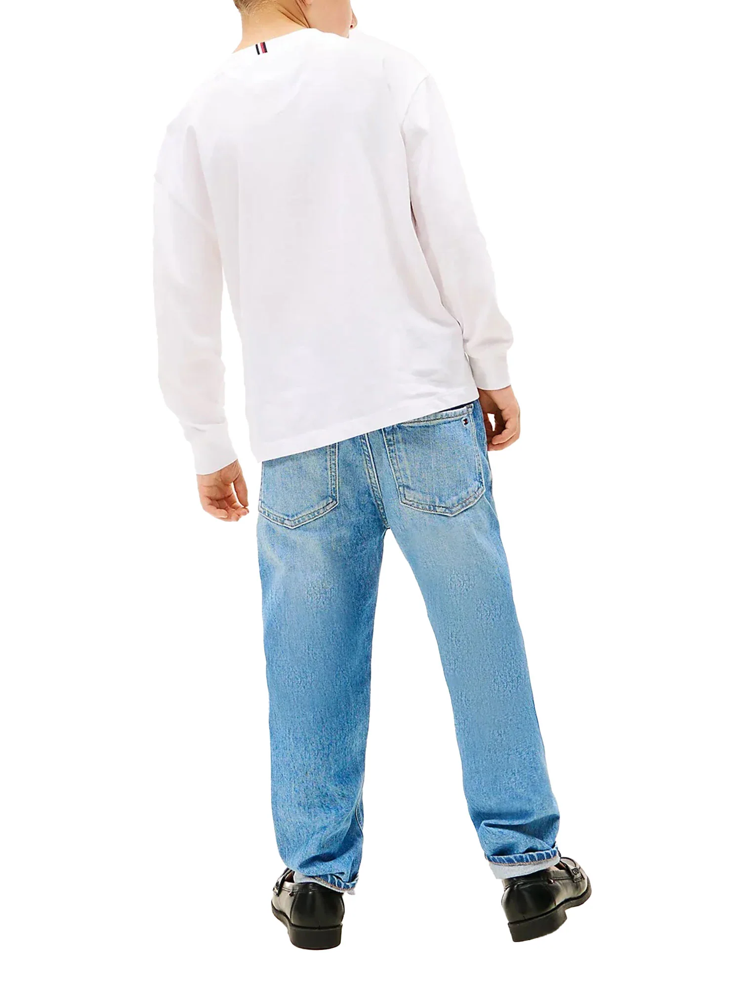 T-shirt manica lunga Tommy Hilfiger bambino in jersey essential bianco - Image 3