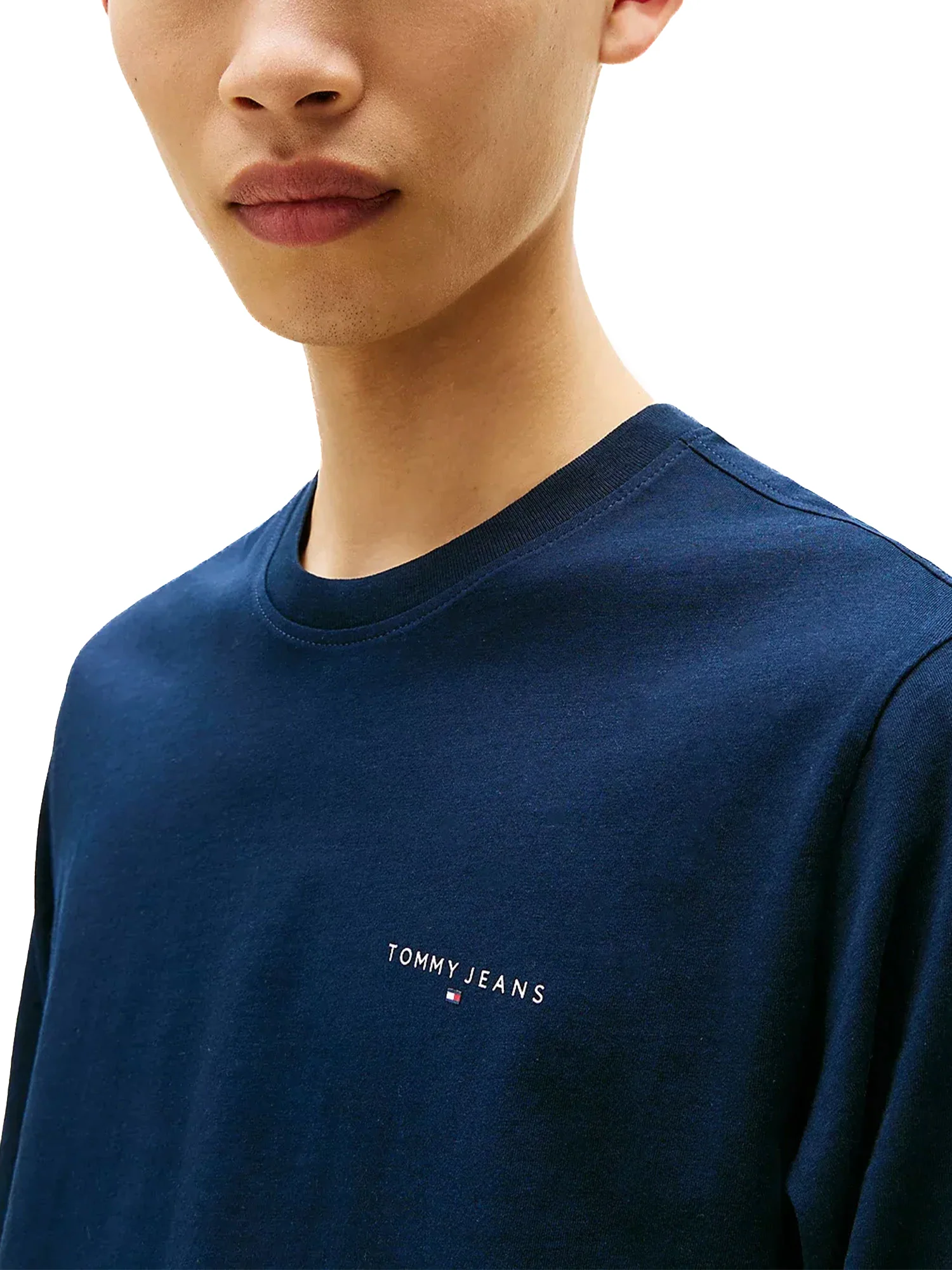 T-shirt maniche lunghe slim fit con logo lettering blu - Image 2