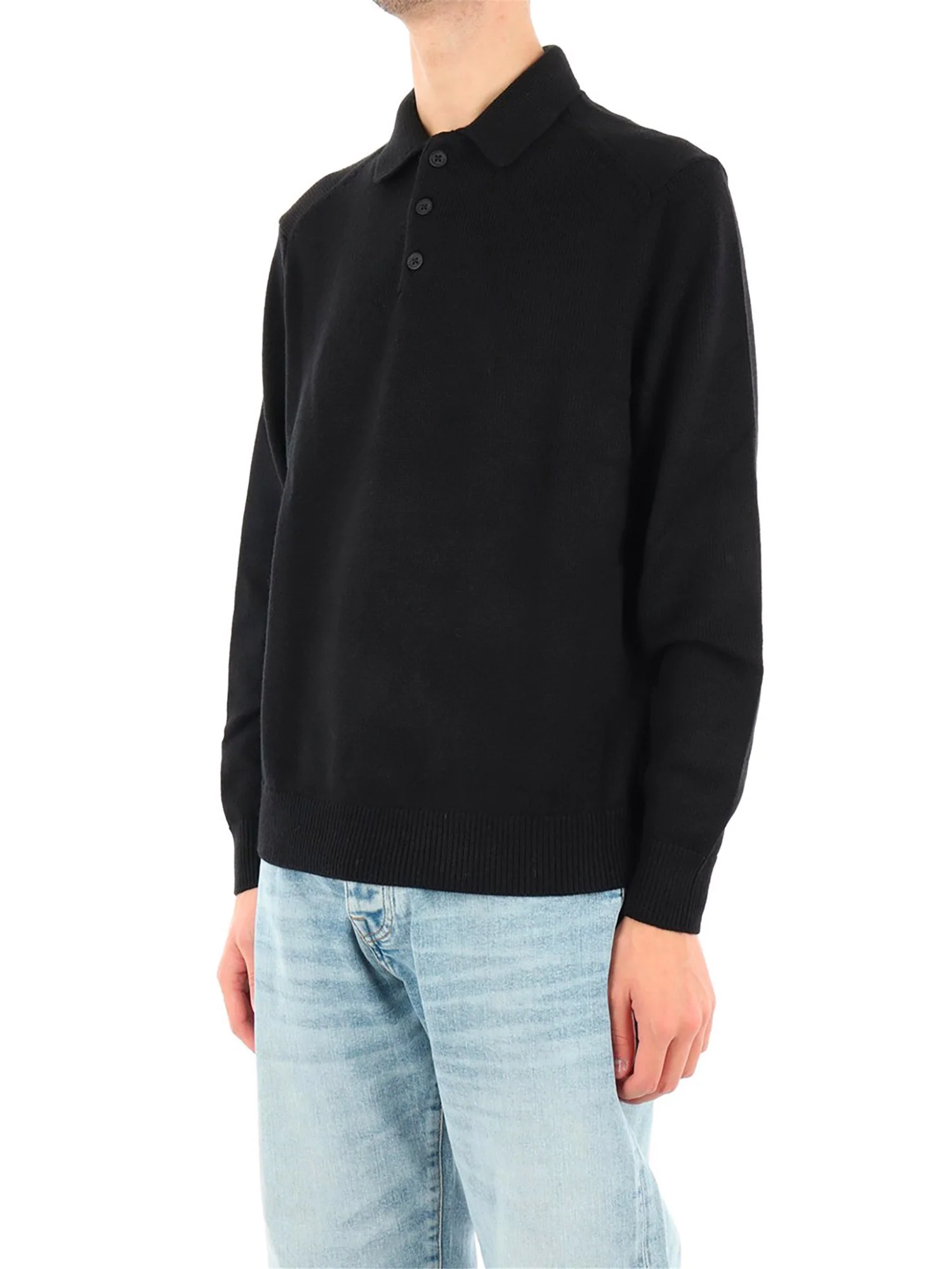 T-shirt polo manica lunga nero
