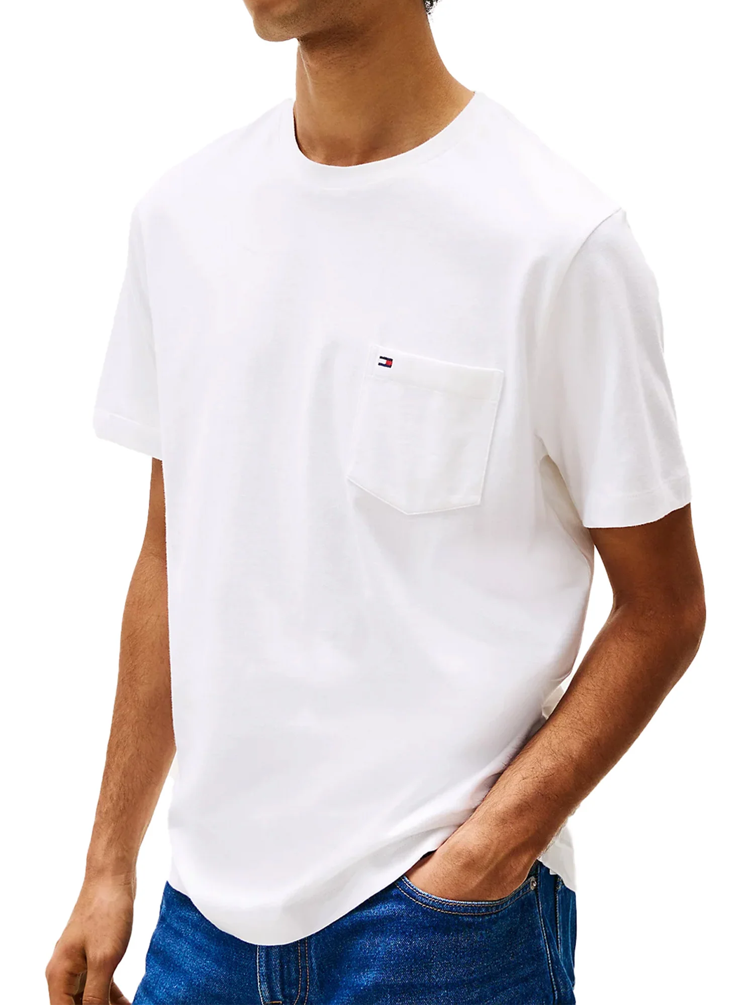 T-shirt regular fit con tasca sul petto bianco