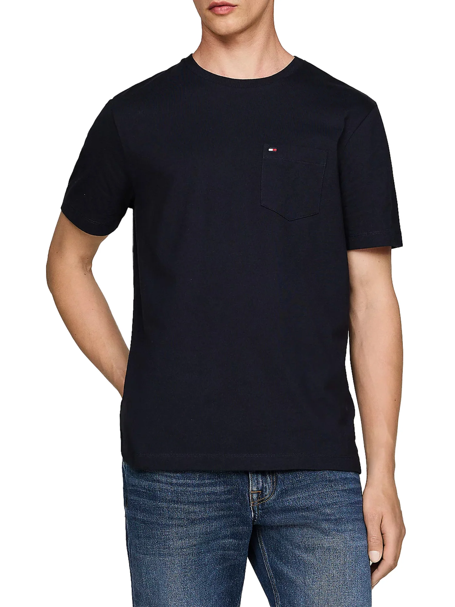 T-shirt regular fit con tasca sul petto blu
