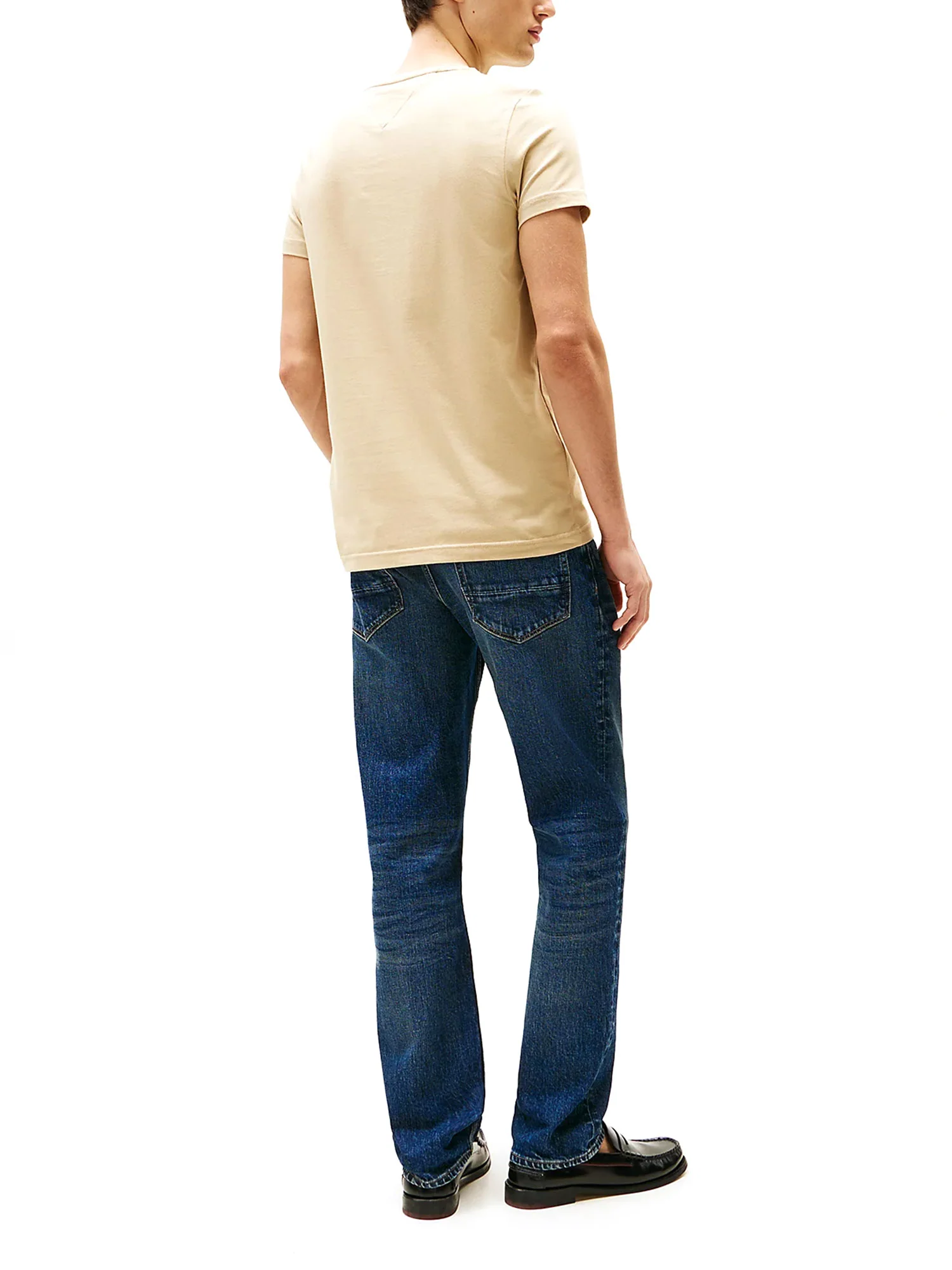 T-shirt slim fit con bandierina ricamata beige - Image 2