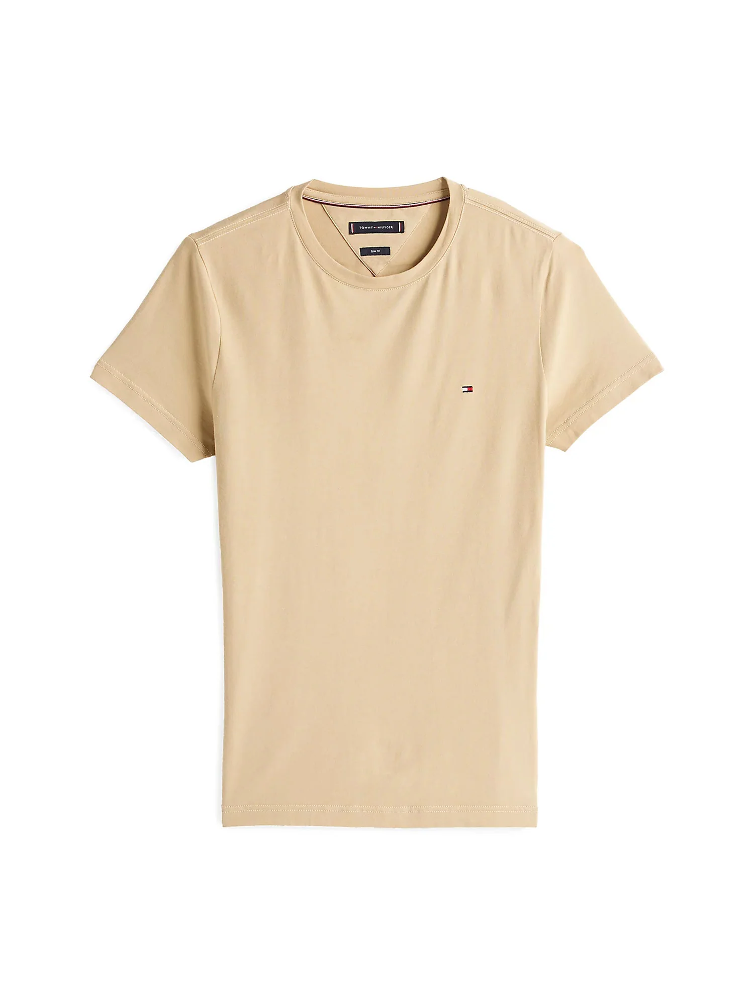 T-shirt slim fit con bandierina ricamata beige - Image 4