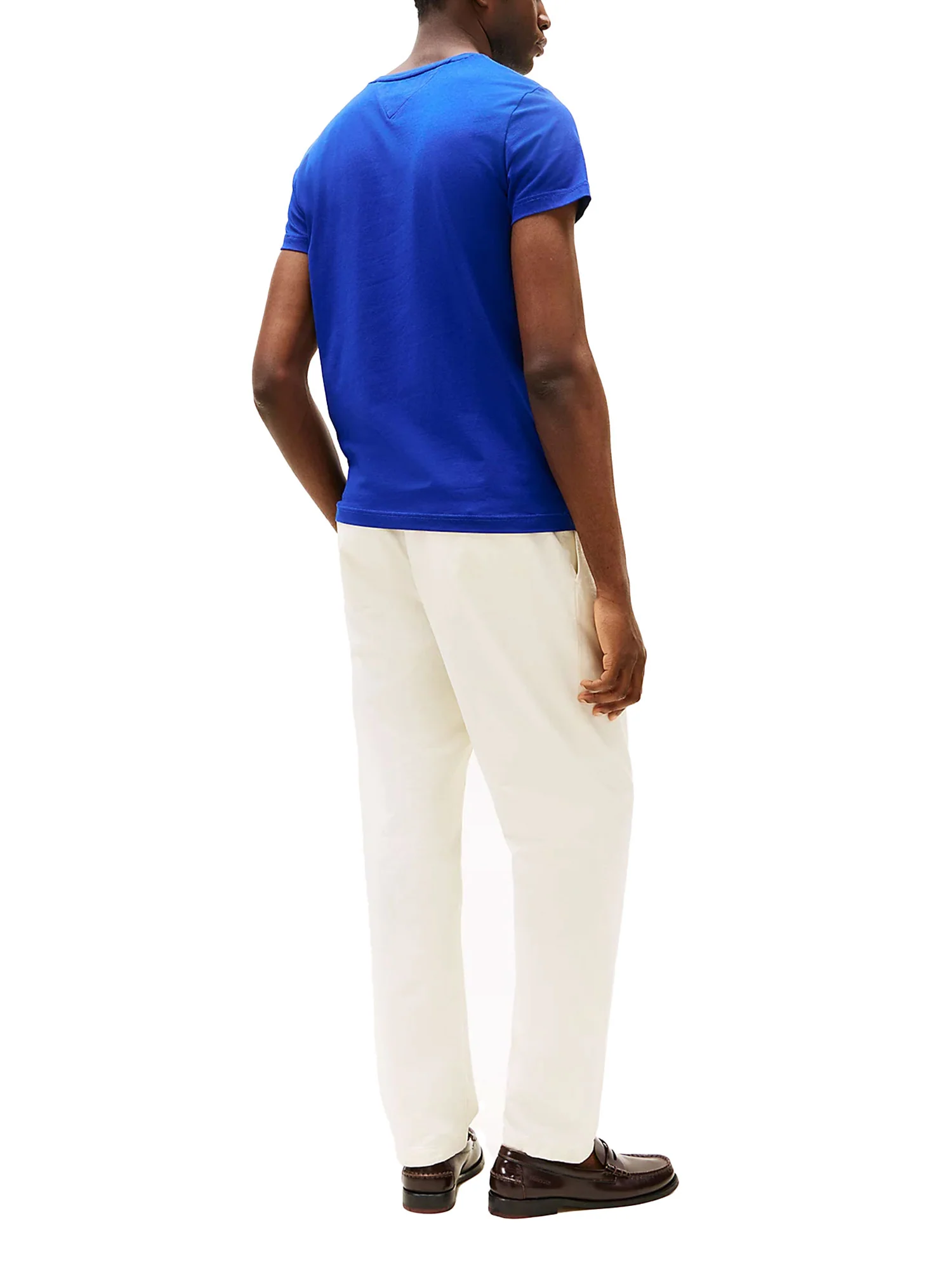 T-shirt slim fit con bandierina ricamata blu - Image 2