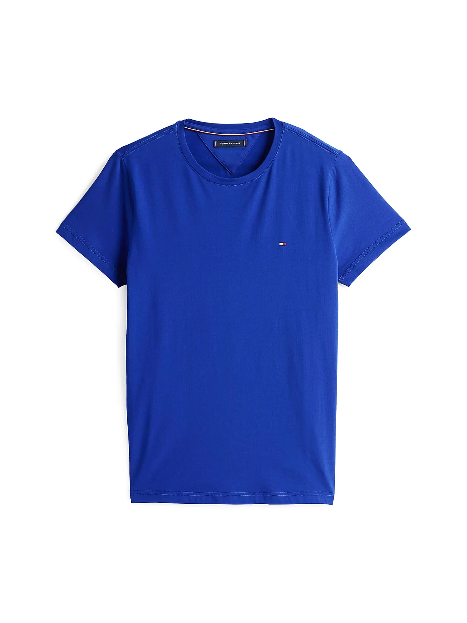 T-shirt slim fit con bandierina ricamata blu - Image 4