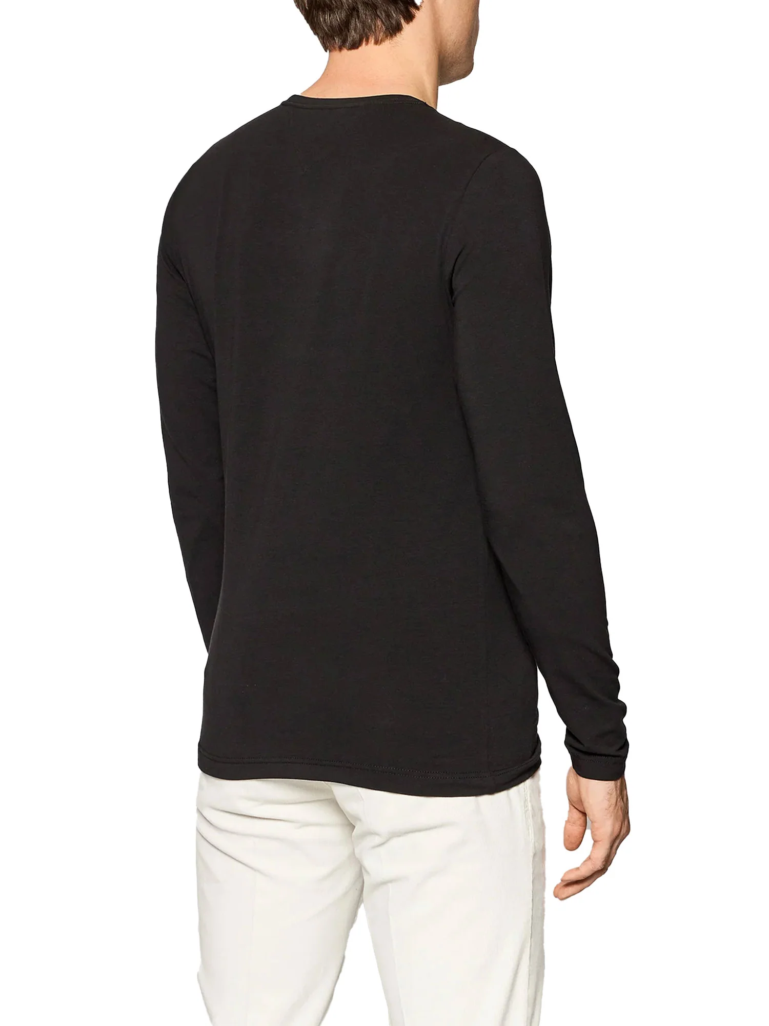 T-shirt slim fit manica lunga logo bandierina nero - Image 2